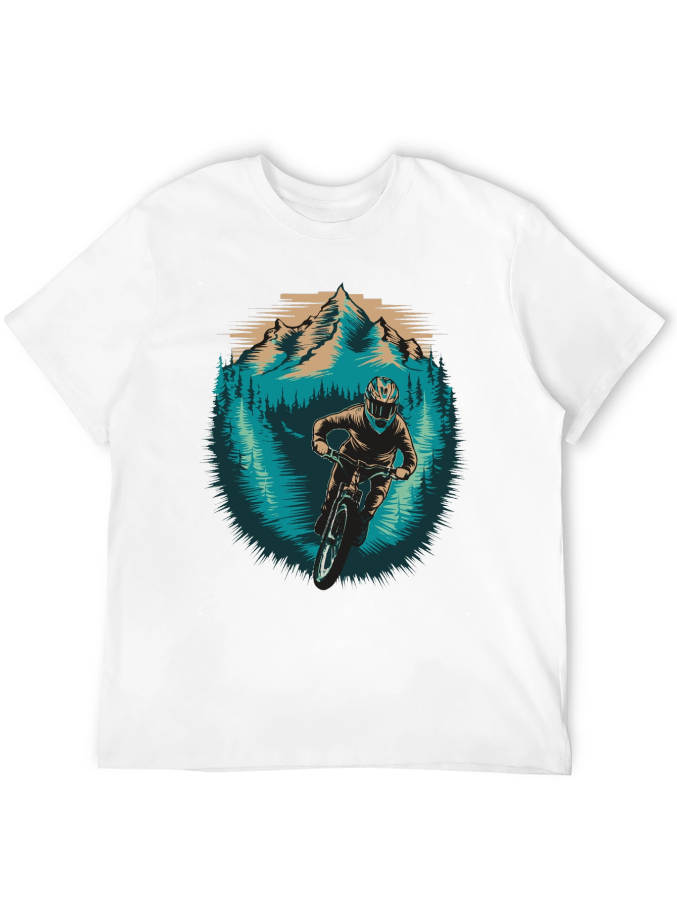 Mountain Biker Graphic Tee - Nature Adventure Shirt