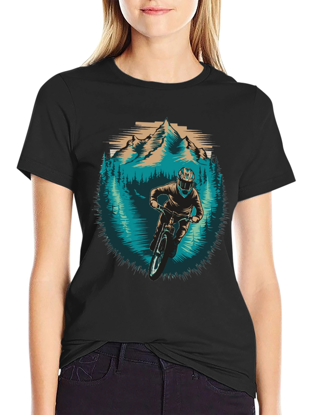 Mountain Biker Graphic Tee - Nature Adventure Shirt