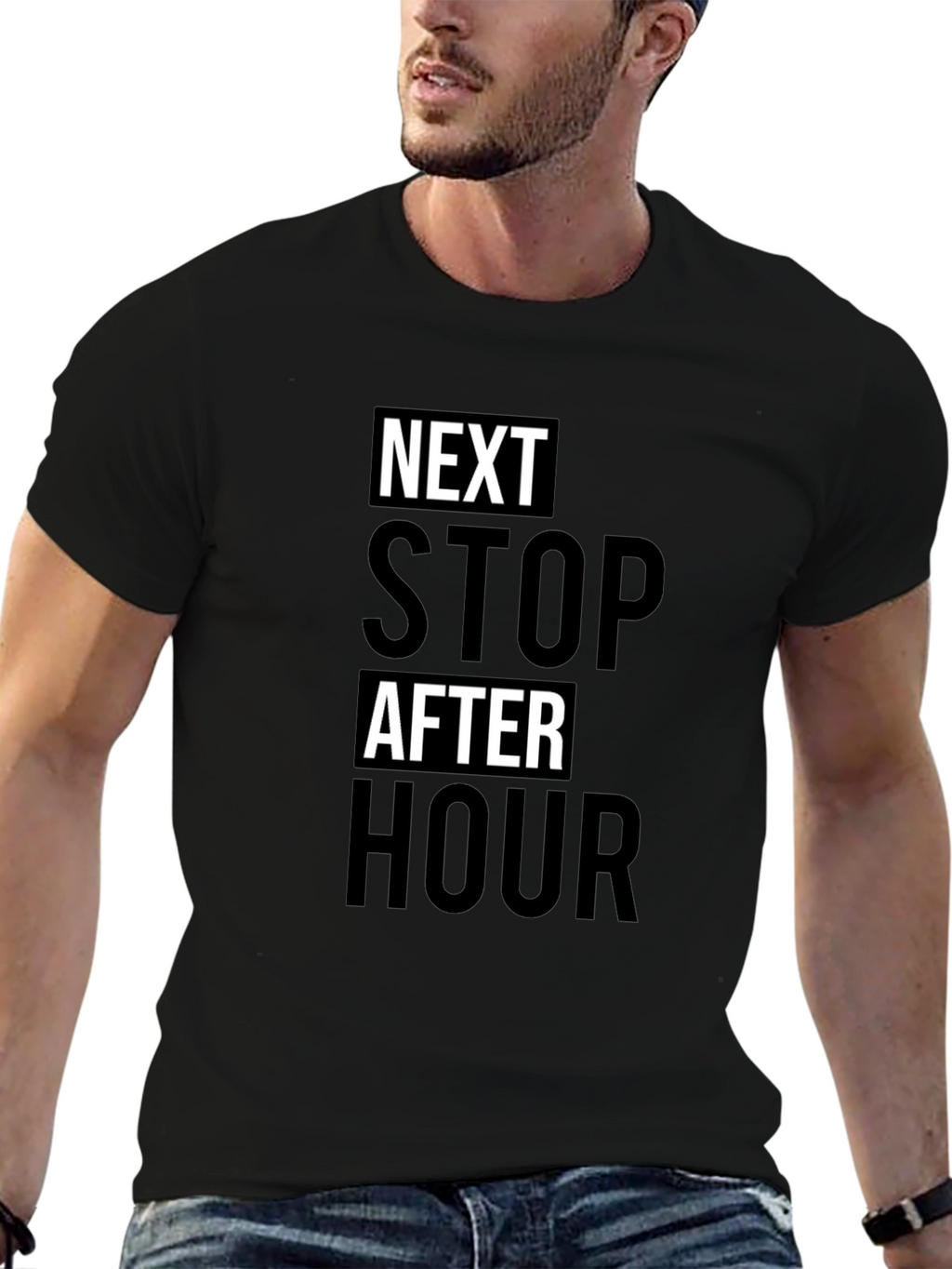 Next Stop After Hour Black T-Shirt