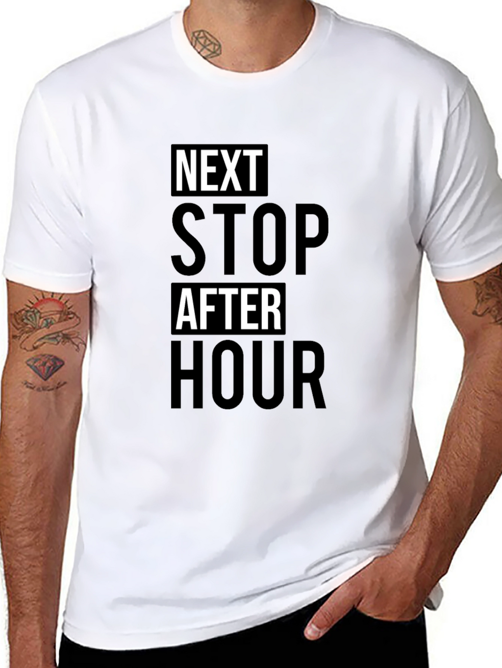 Next Stop After Hour Black T-Shirt