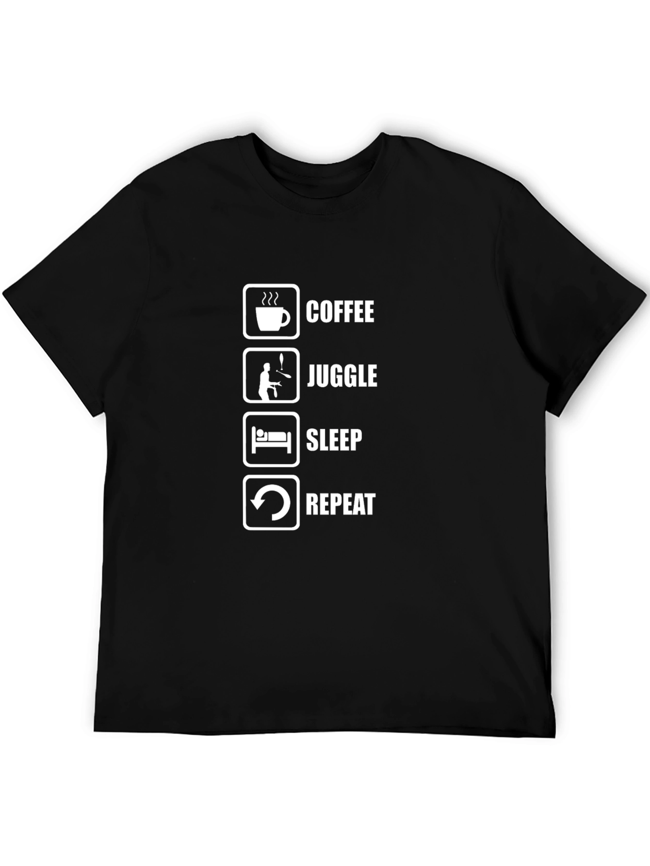 Coffee Juggle Sleep Repeat Black Graphic Tee