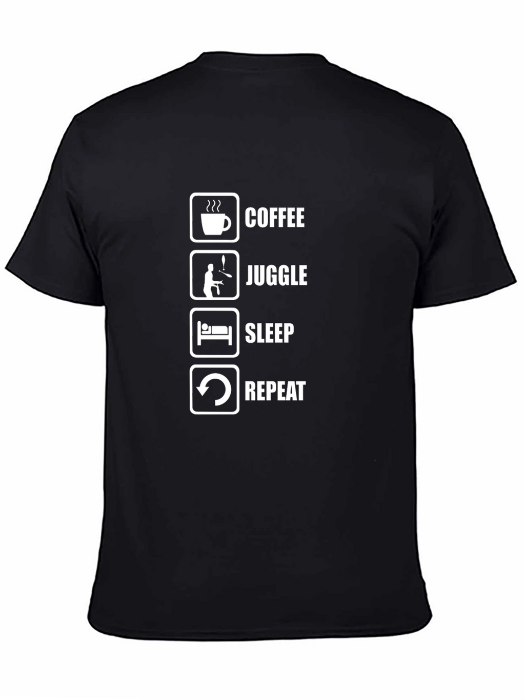 Coffee Juggle Sleep Repeat Black Graphic Tee