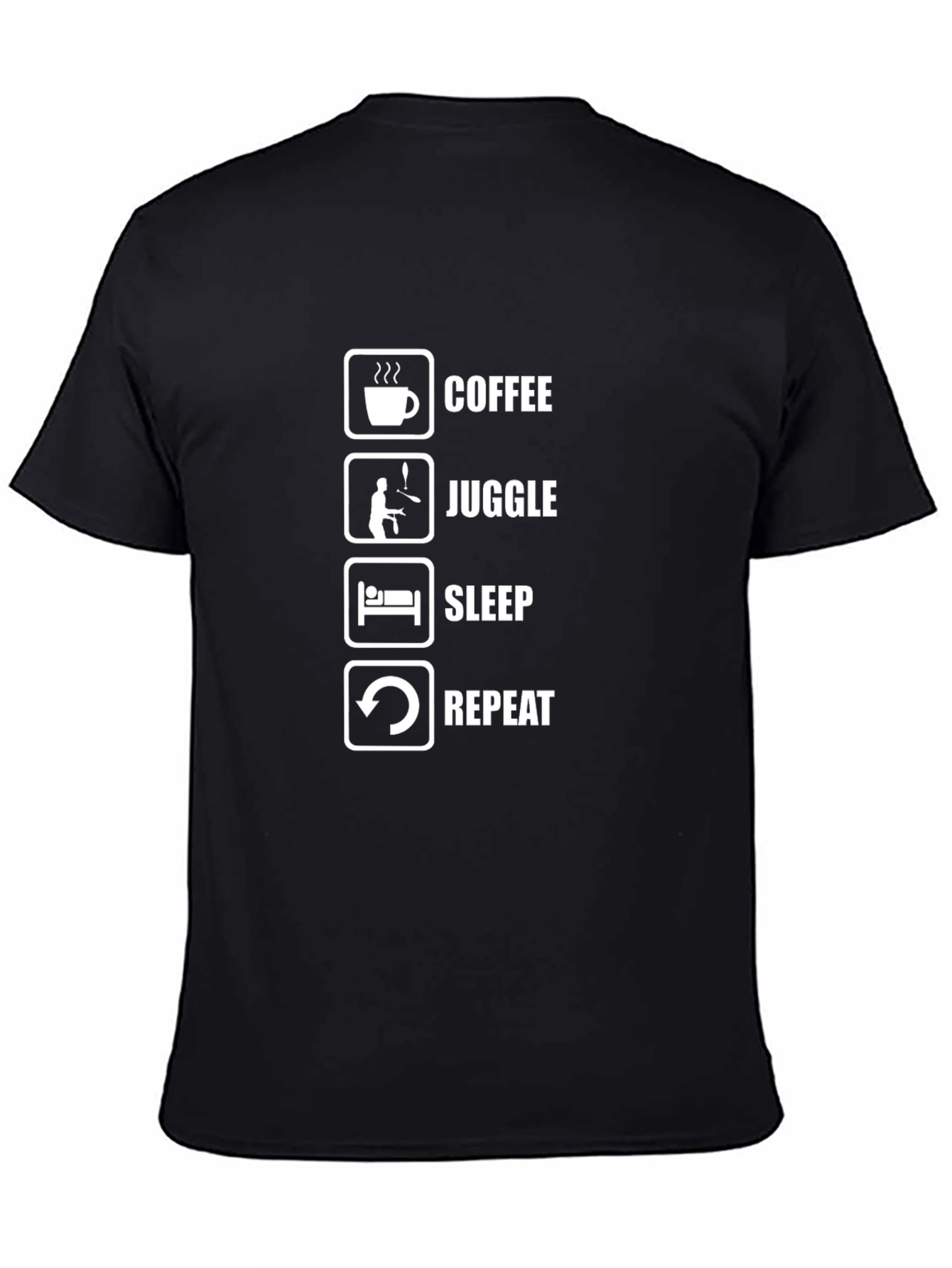 Coffee Juggle Sleep Repeat Black Graphic Tee
