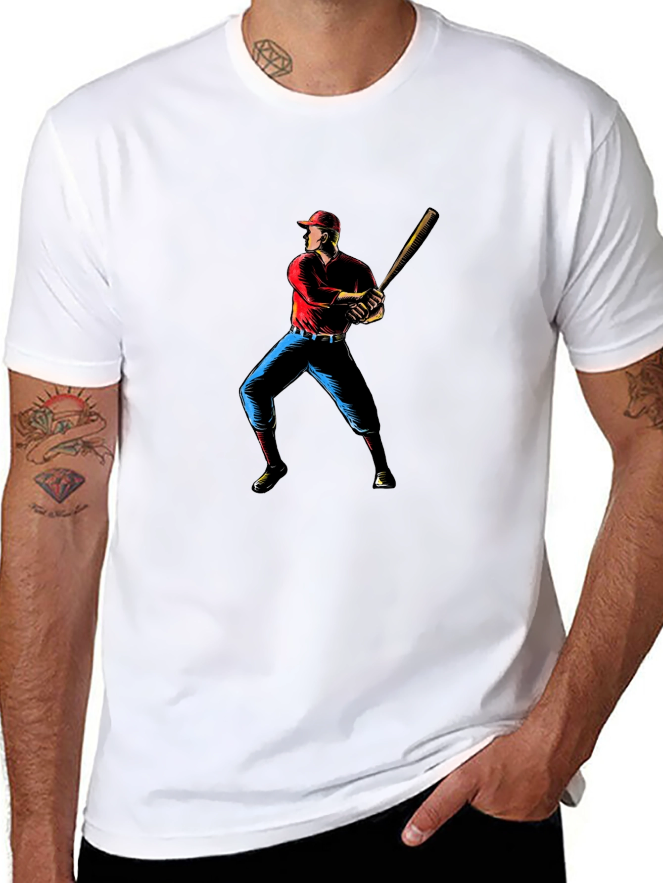 Baseball Player Graphic Black T-Shirt