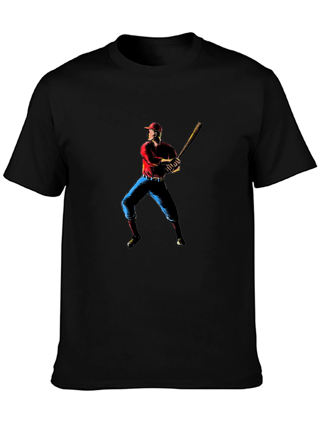 Baseball Player Graphic Black T-Shirt