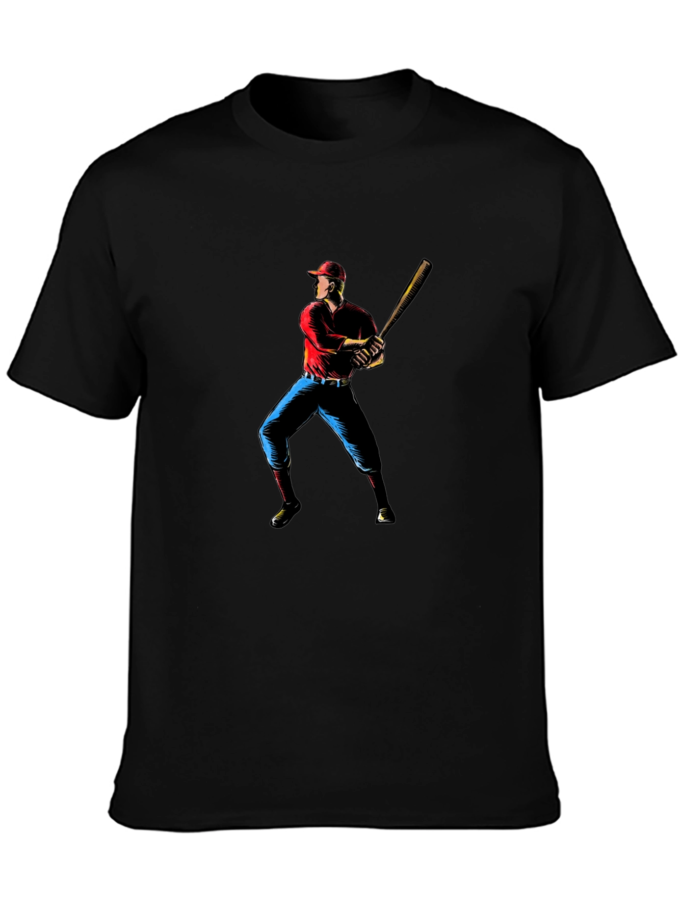 Baseball Player Graphic Black T-Shirt