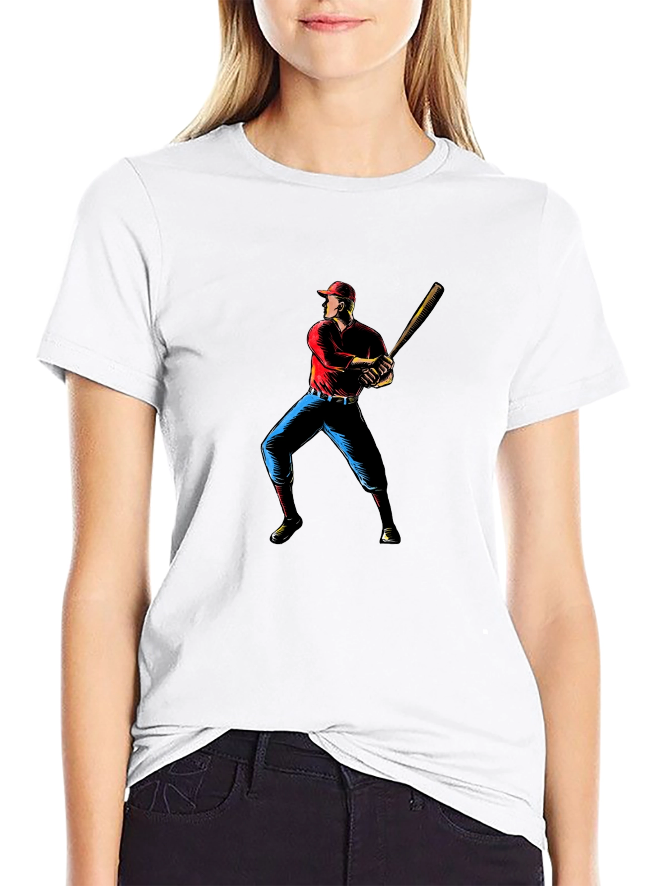 Baseball Player Graphic Black T-Shirt