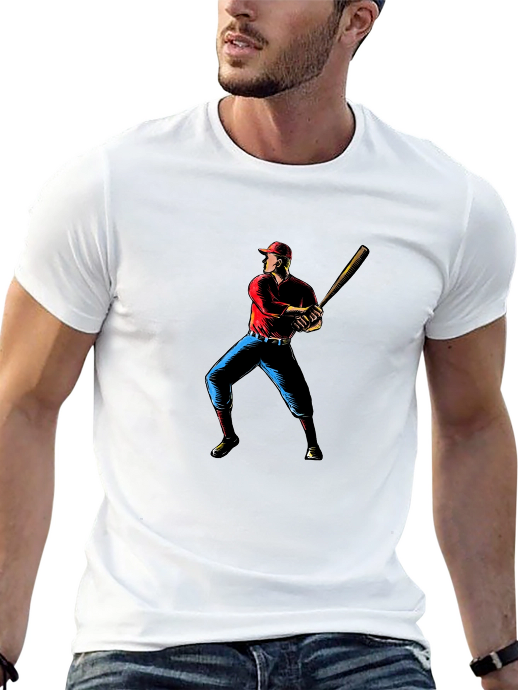 Baseball Player Graphic Black T-Shirt