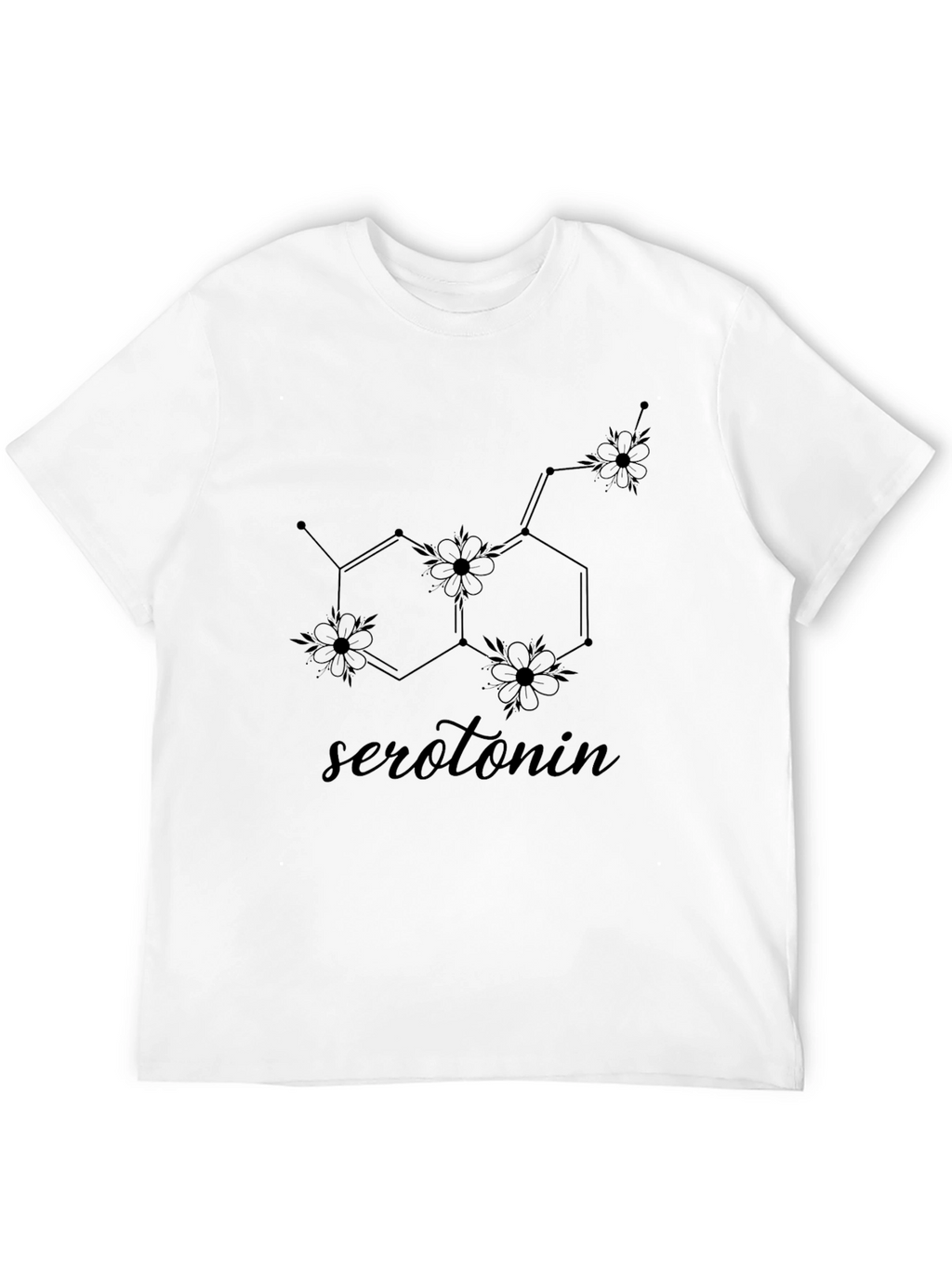 Serotonin Molecule Floral Graphic T-Shirt