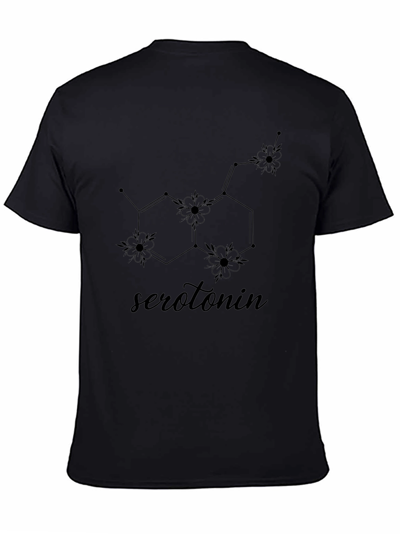 Serotonin Molecule Floral Graphic T-Shirt