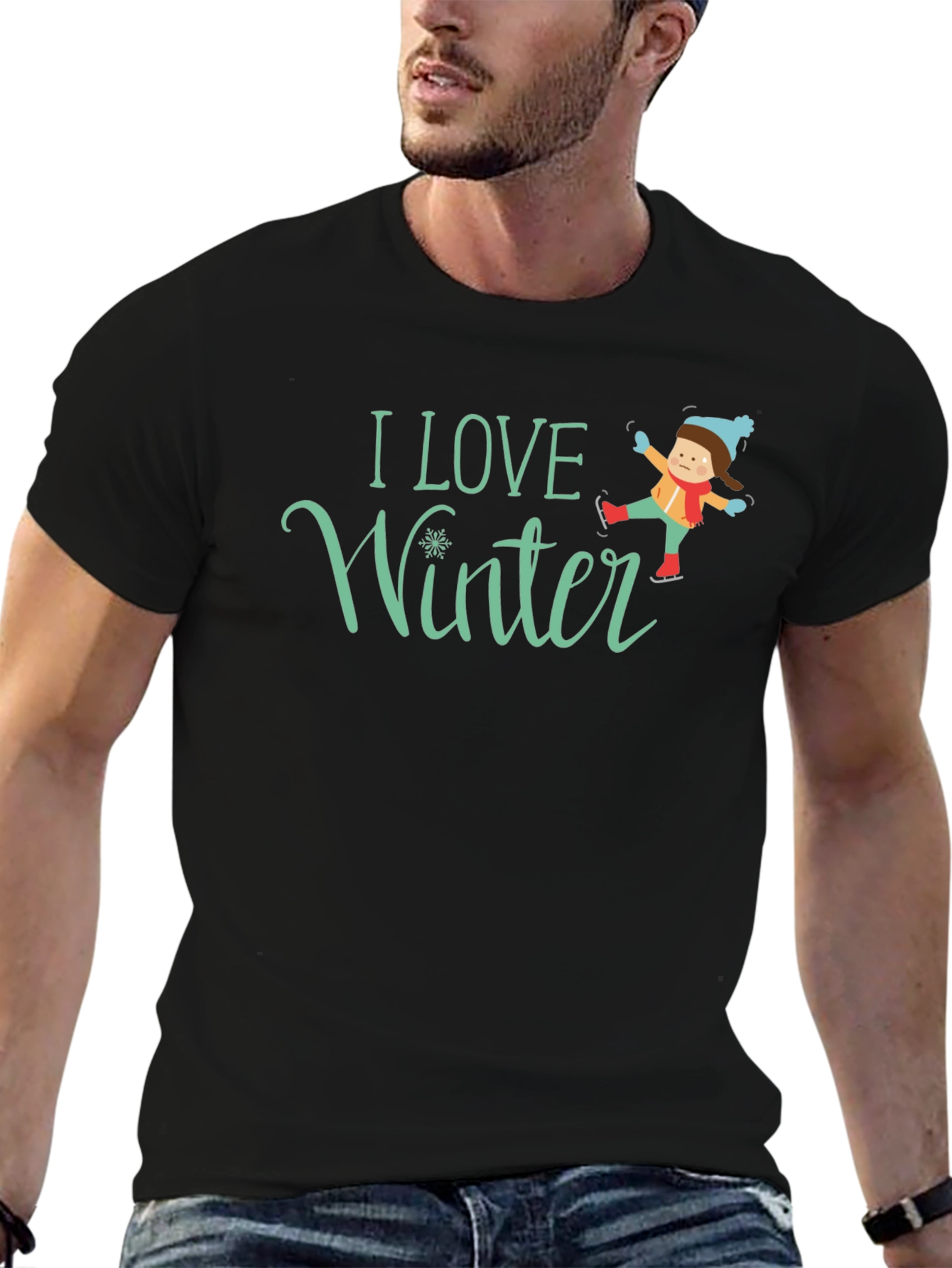 I Love Winter T-Shirt - Black Graphic Tee