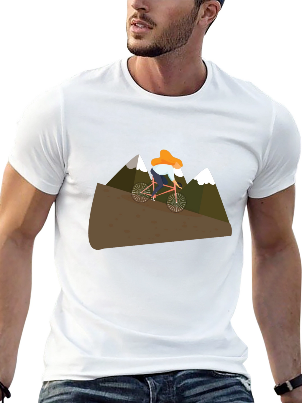 Mountain Biker Graphic Tee - Black Cotton T-Shirt