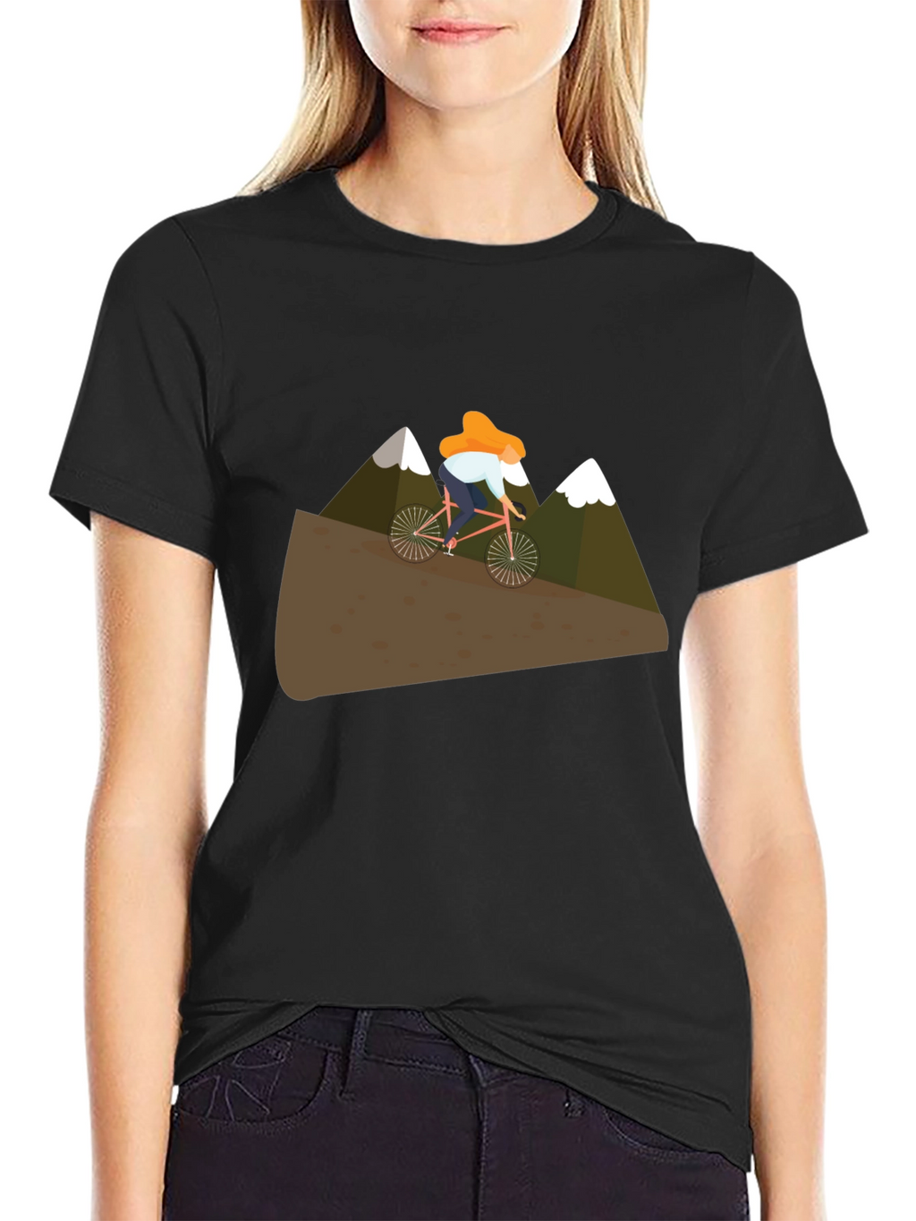 Mountain Biker Graphic Tee - Black Cotton T-Shirt