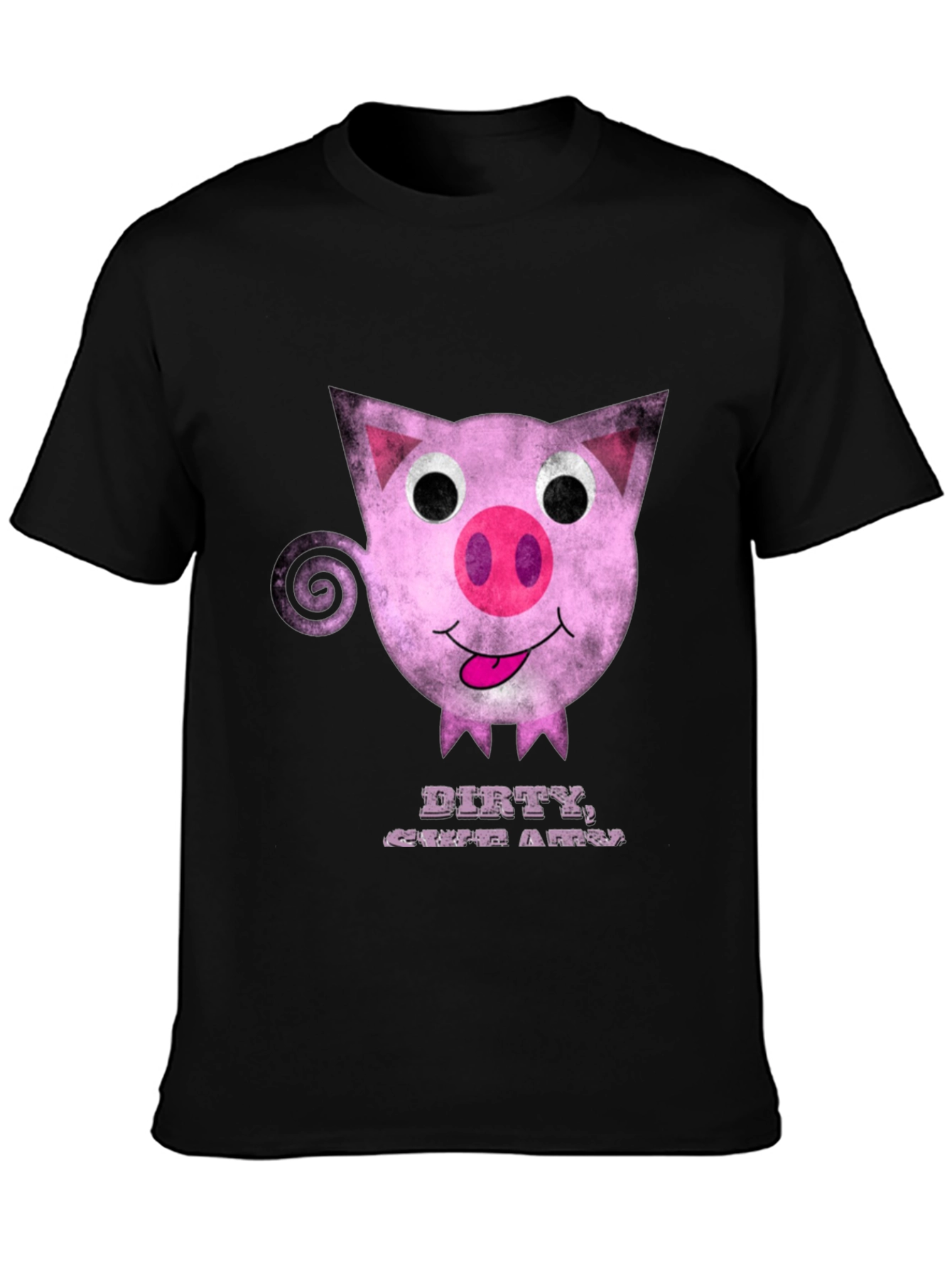 Dirty Cute Pig Graphic Tee - Unique Cartoon Design