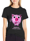 Dirty Cute Pig Graphic Tee - Unique Cartoon Design