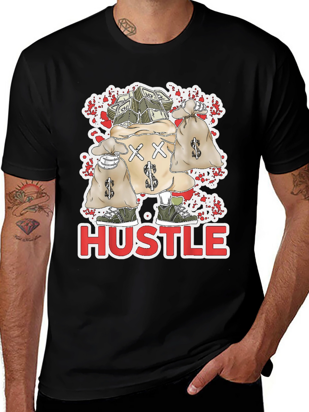 Hustle Money Bags Graphic T-Shirt