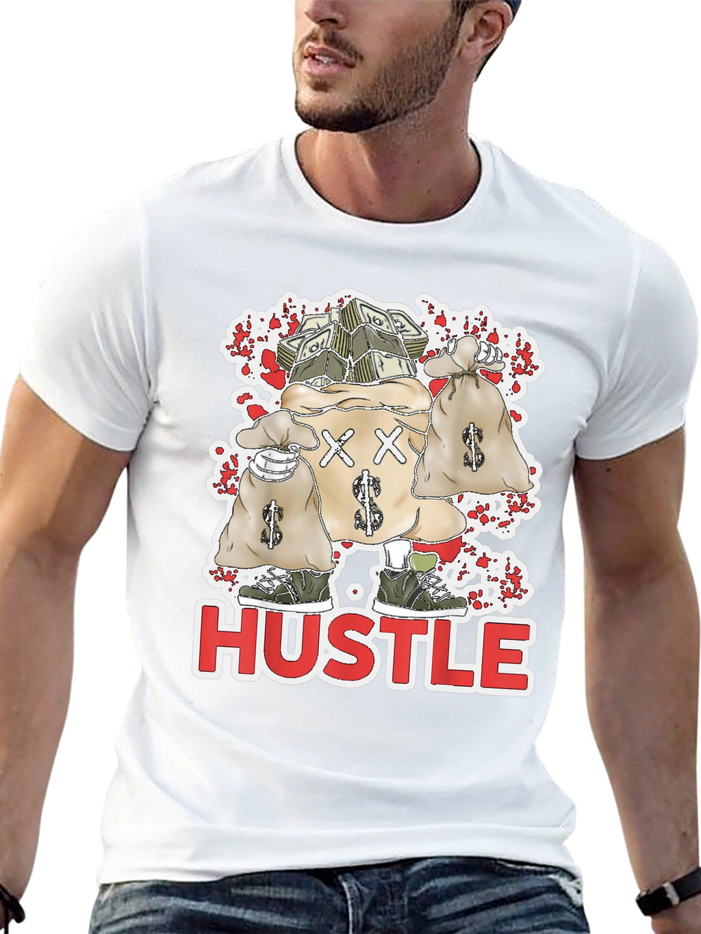 Hustle Money Bags Graphic T-Shirt