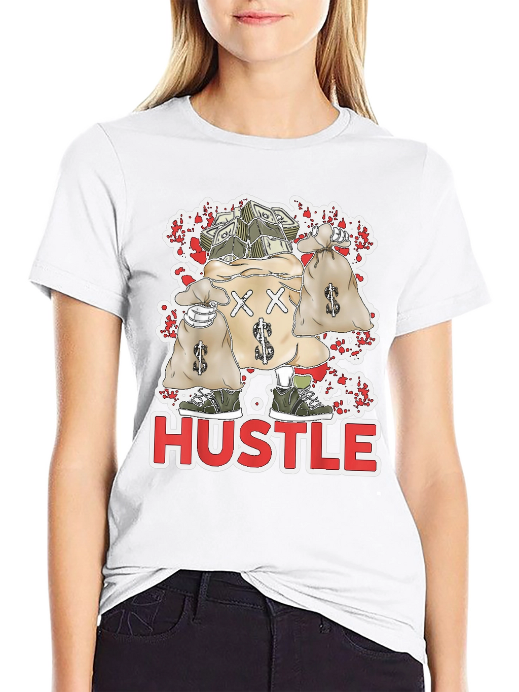 Hustle Money Bags Graphic T-Shirt
