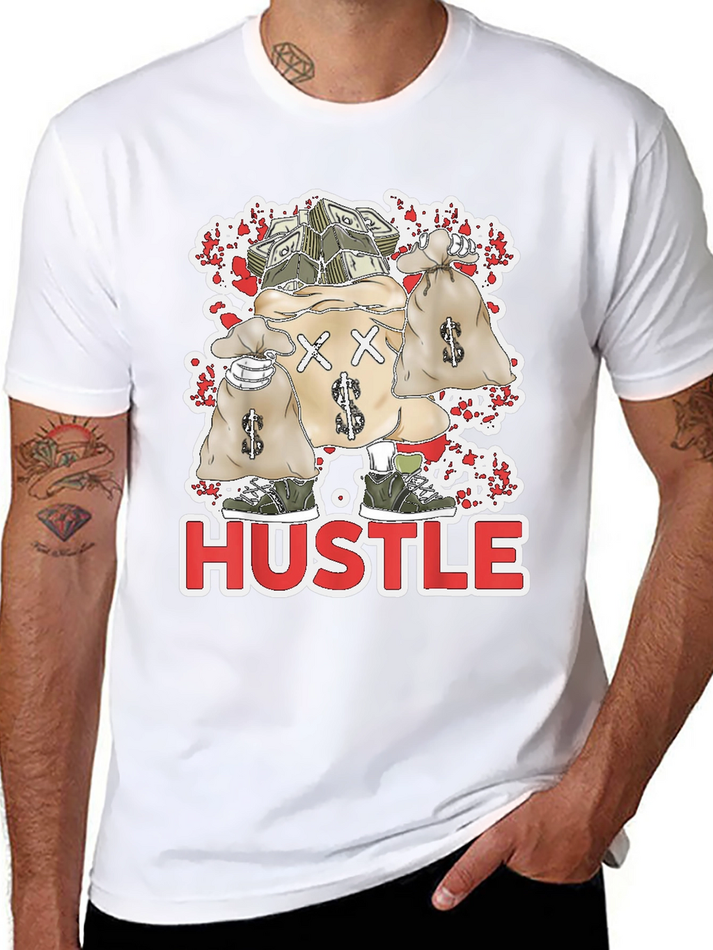 Hustle Money Bags Graphic T-Shirt