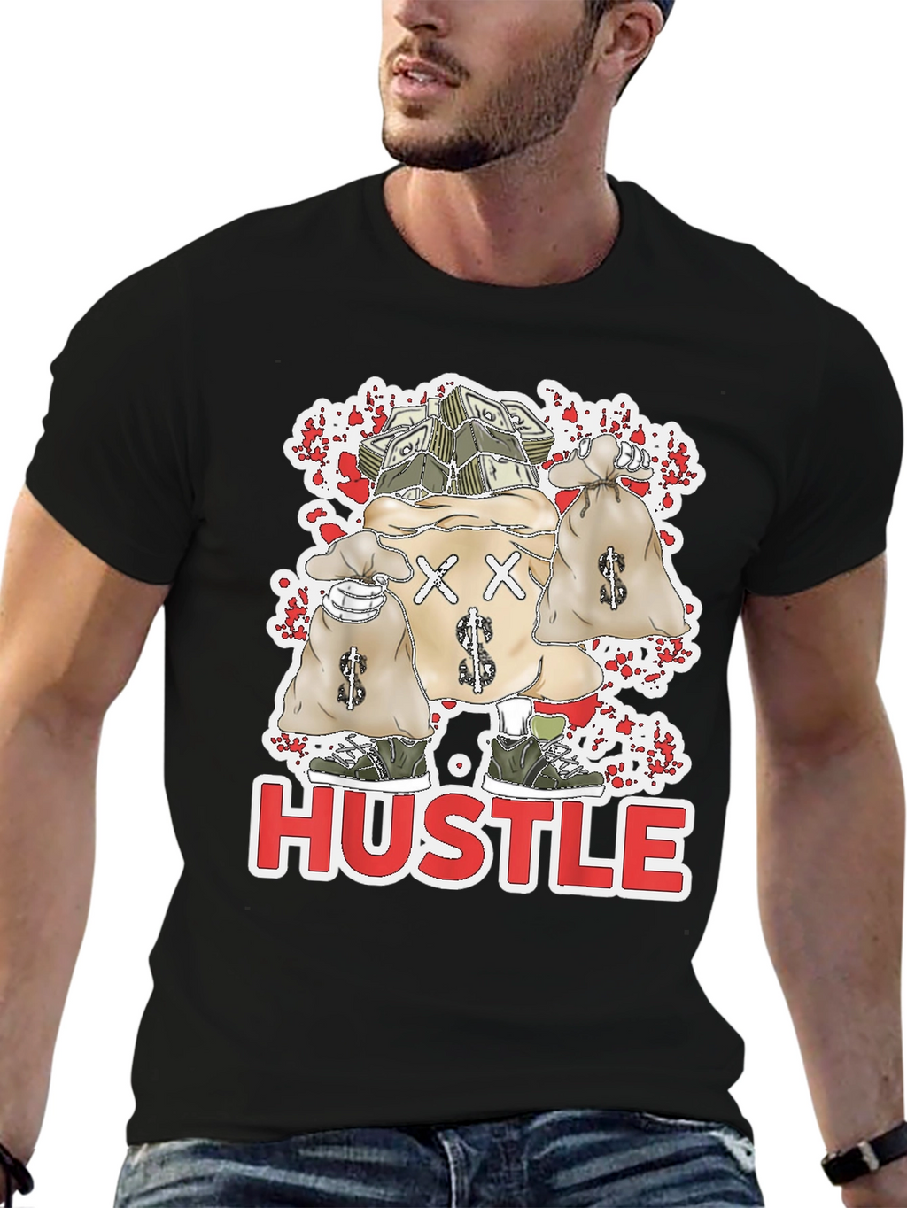 Hustle Money Bags Graphic T-Shirt