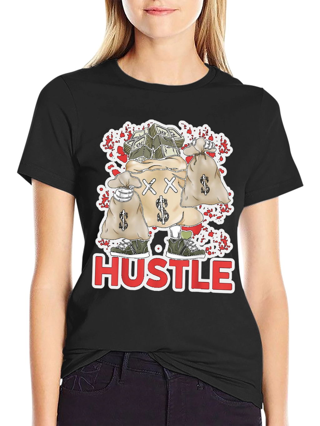 Hustle Money Bags Graphic T-Shirt