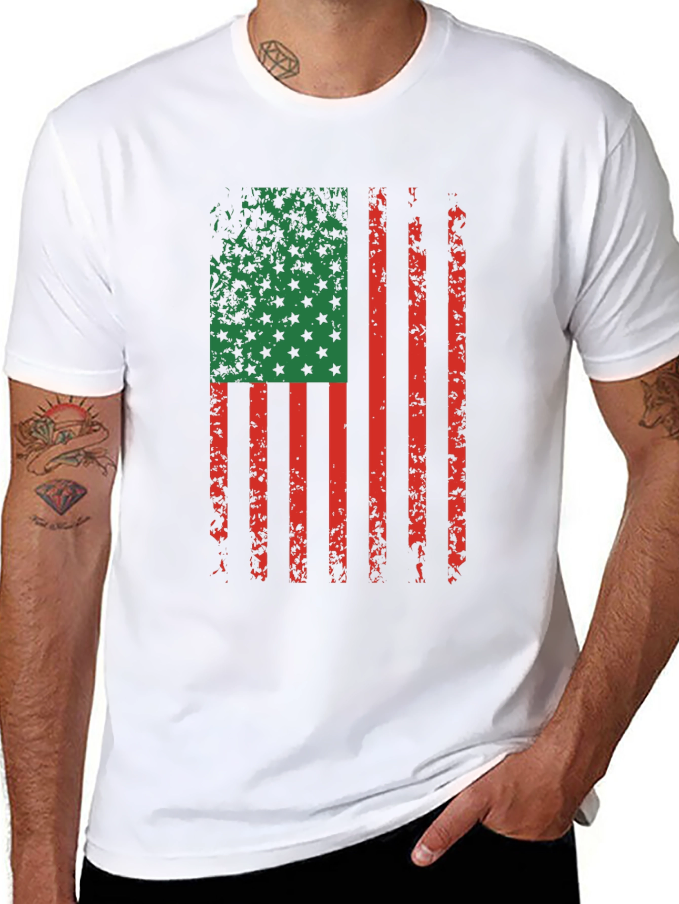Distressed Pan-African Flag Graphic T-Shirt