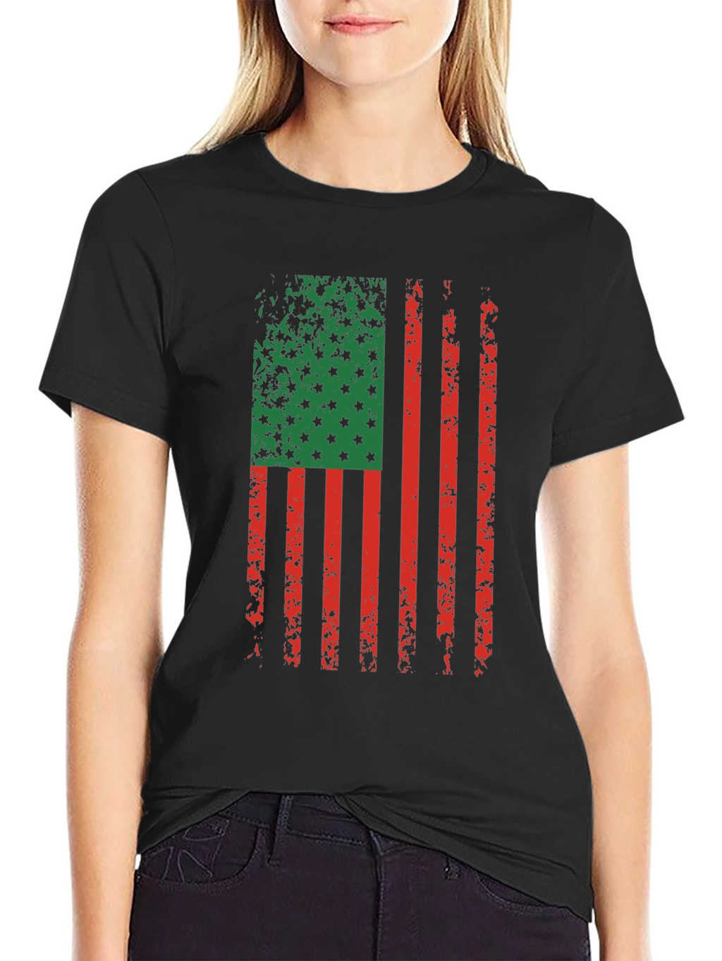 Distressed Pan-African Flag Graphic T-Shirt