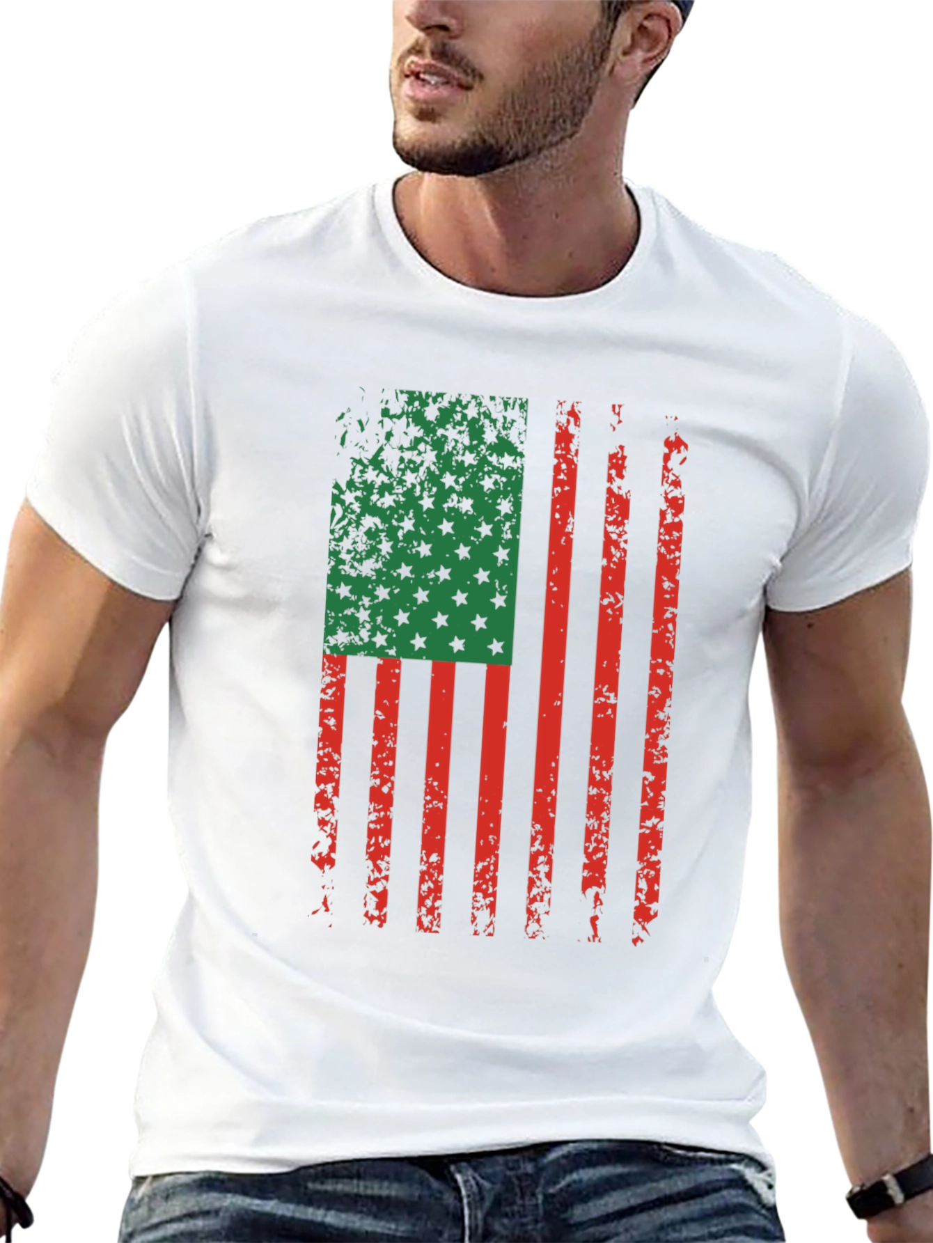 Distressed Pan-African Flag Graphic T-Shirt