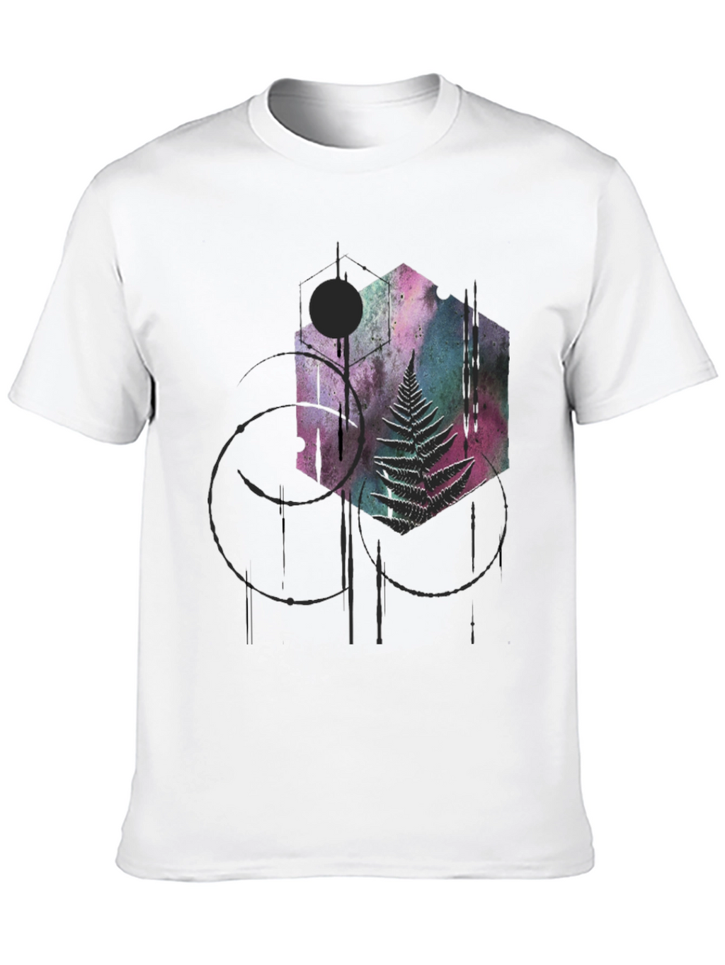 Geometric Fern Graphic Tee - Modern Style