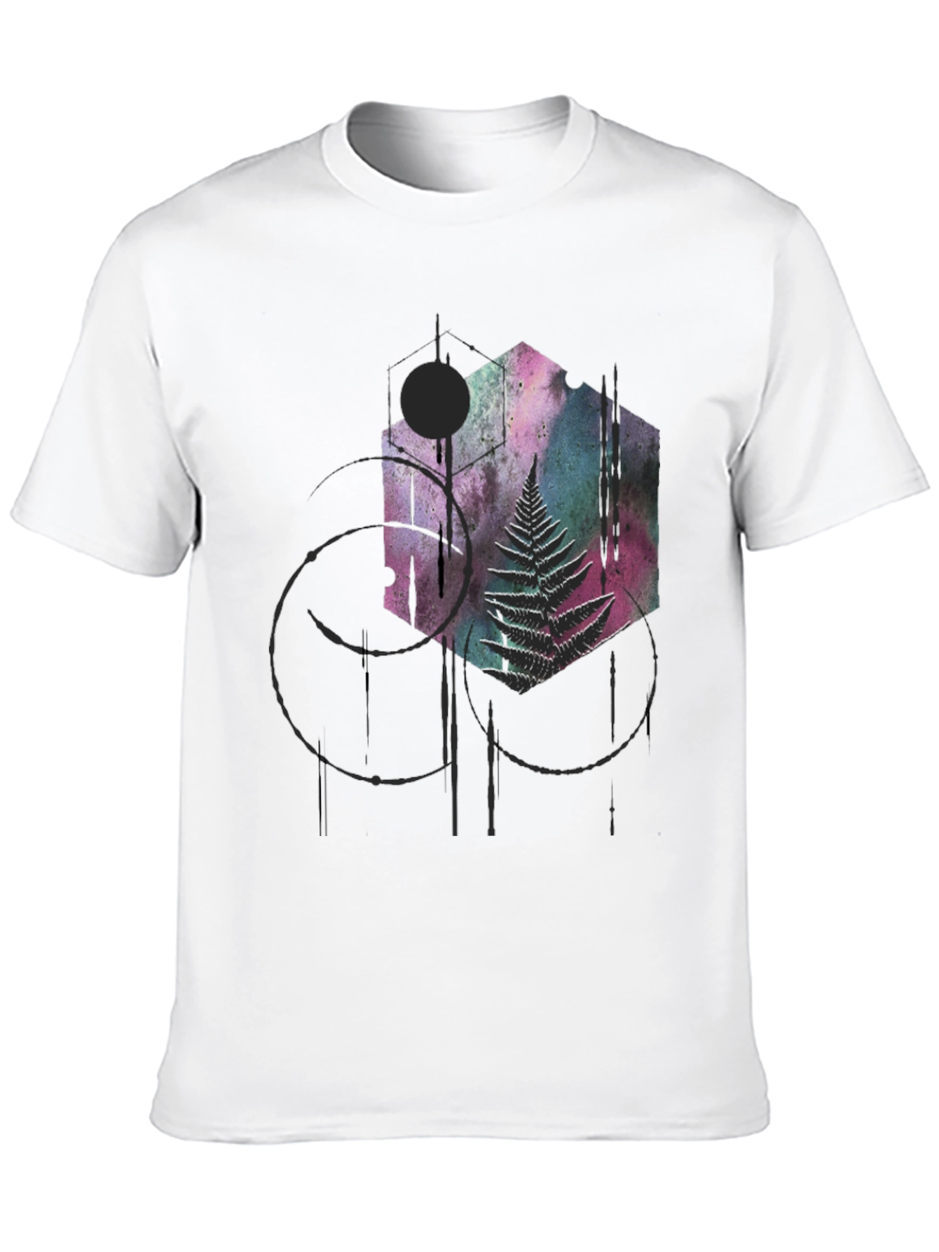 Geometric Fern Graphic Tee - Modern Style
