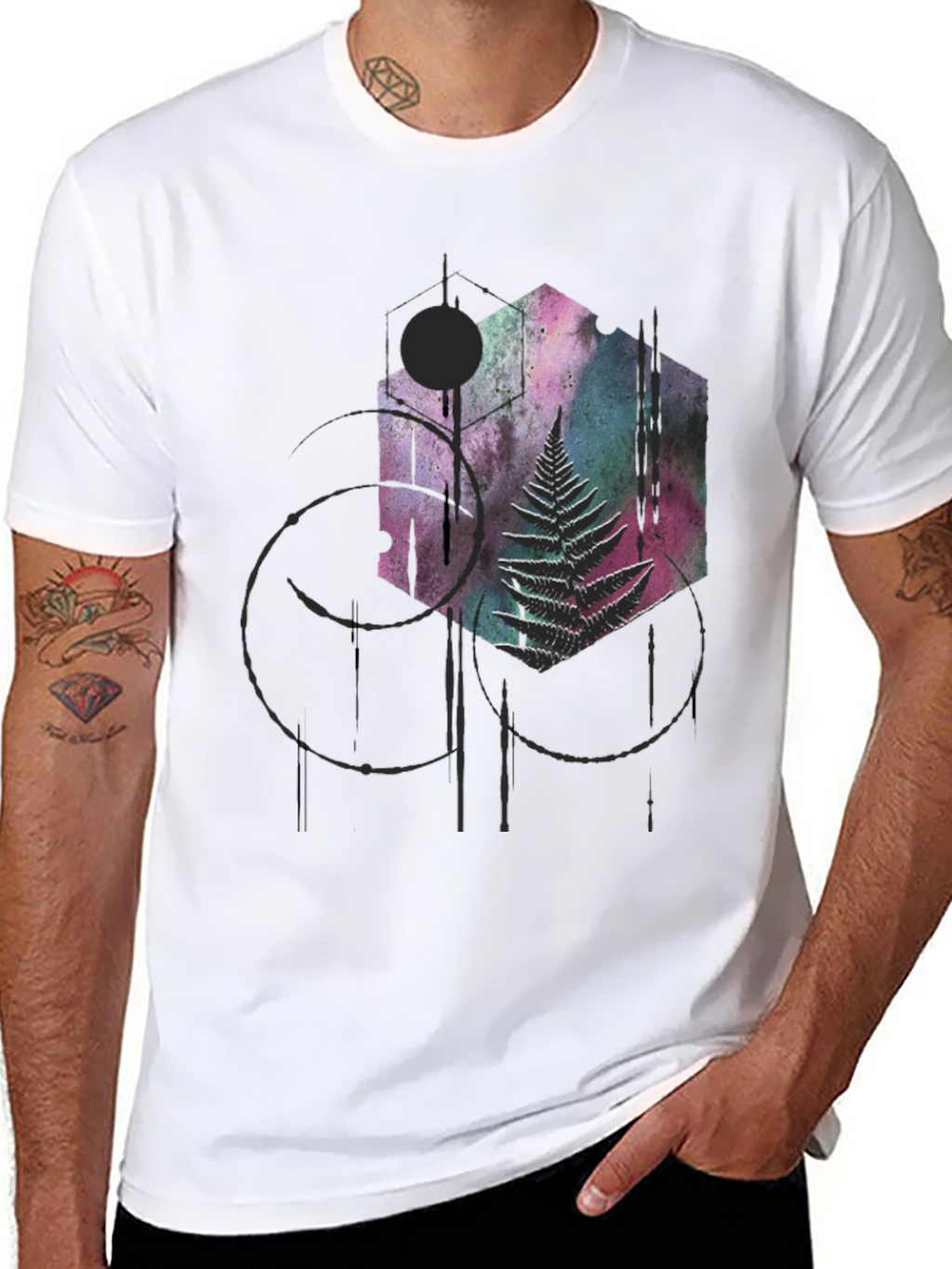 Geometric Fern Graphic Tee - Modern Style