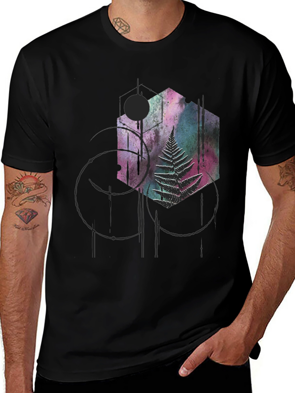 Geometric Fern Graphic Tee - Modern Style