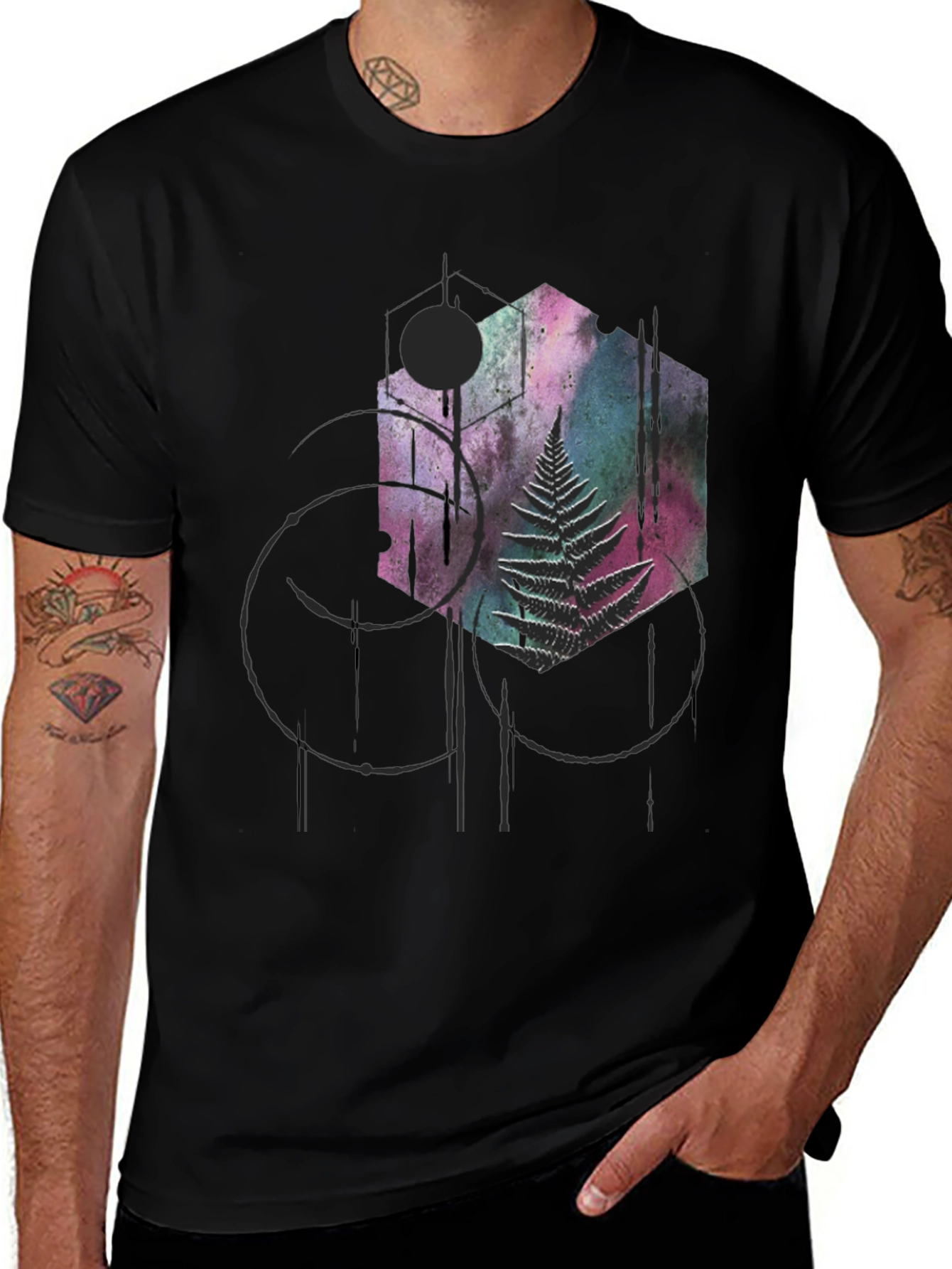 Geometric Fern Graphic Tee - Modern Style