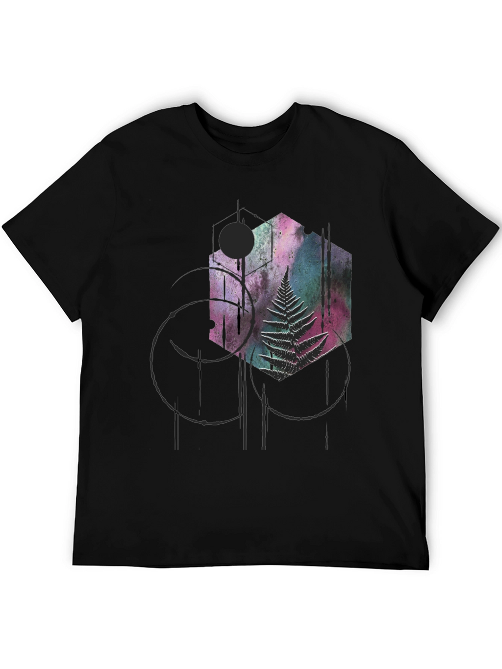 Geometric Fern Graphic Tee - Modern Style