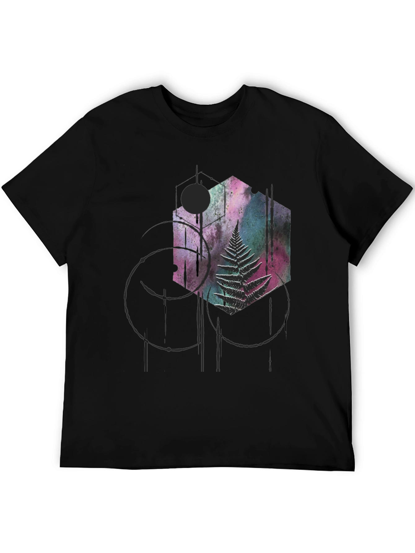 Geometric Fern Graphic Tee - Modern Style