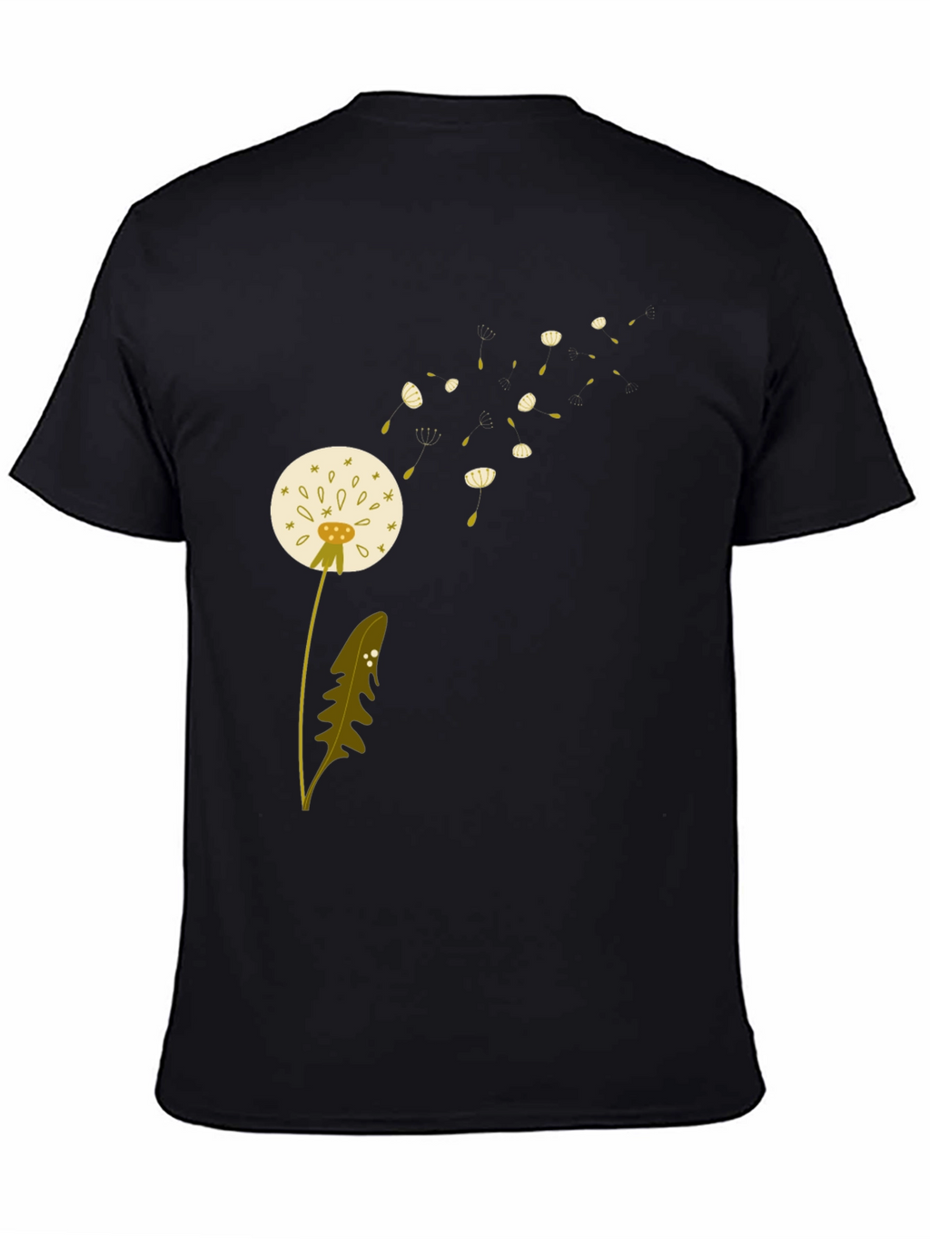 Dandelion Print Black T-Shirt