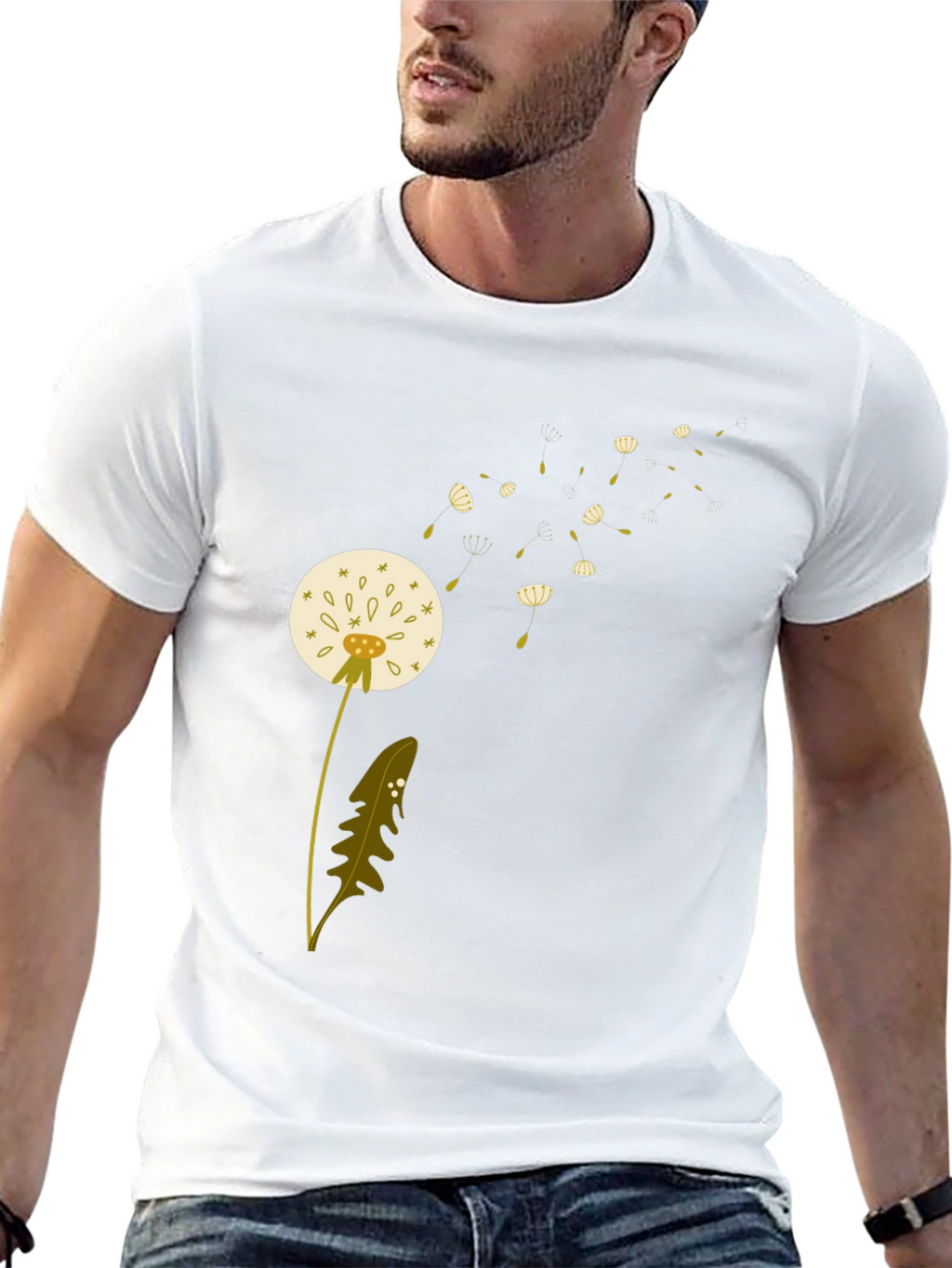 Dandelion Print Black T-Shirt