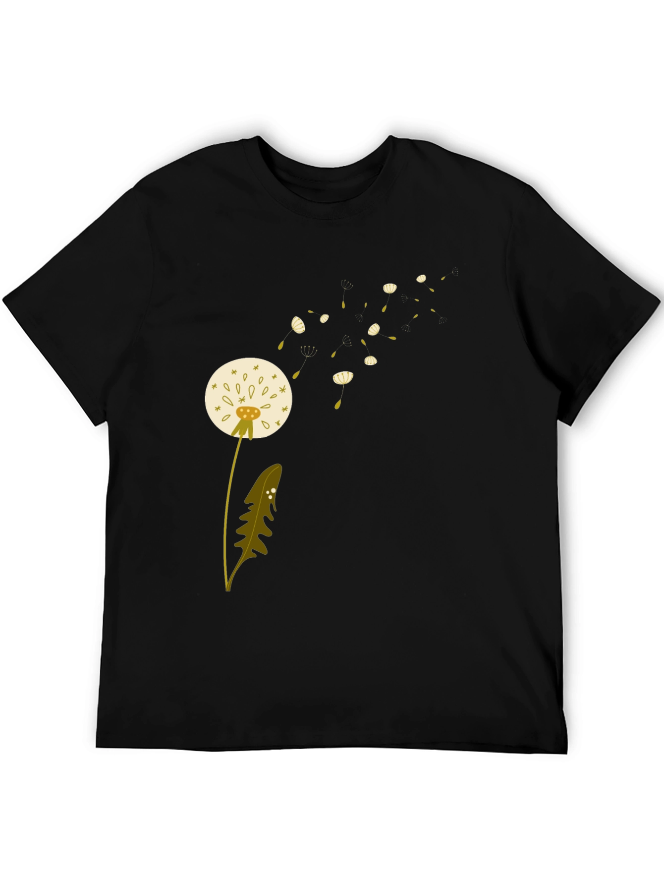 Dandelion Print Black T-Shirt