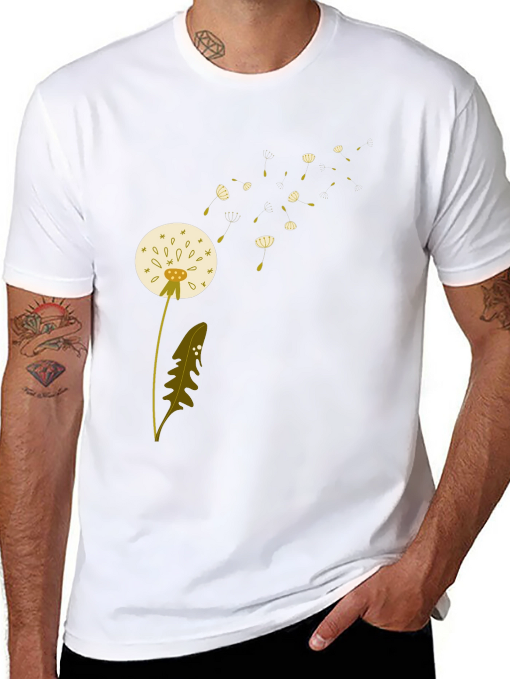 Dandelion Print Black T-Shirt