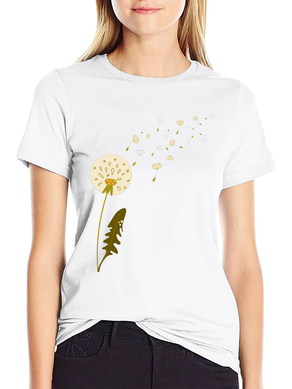 Dandelion Print Black T-Shirt
