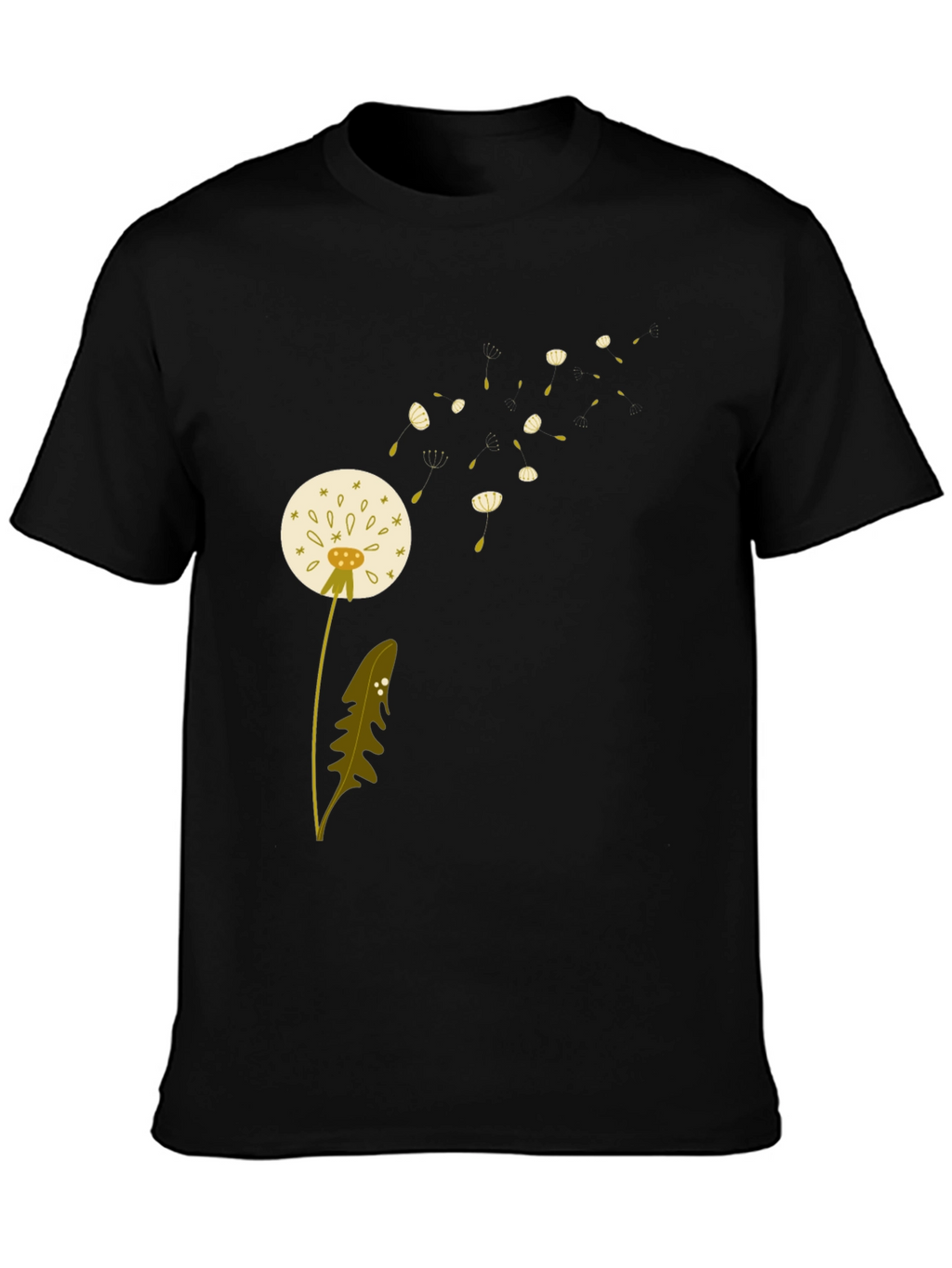 Dandelion Print Black T-Shirt