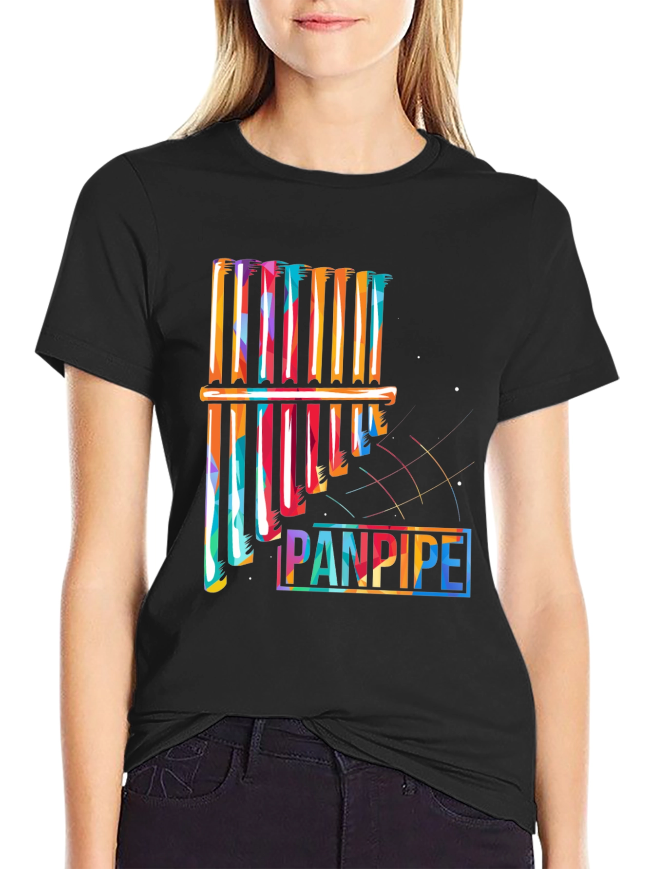 Colorful Panpipe Graphic Tee - Musical Instrument Shirt