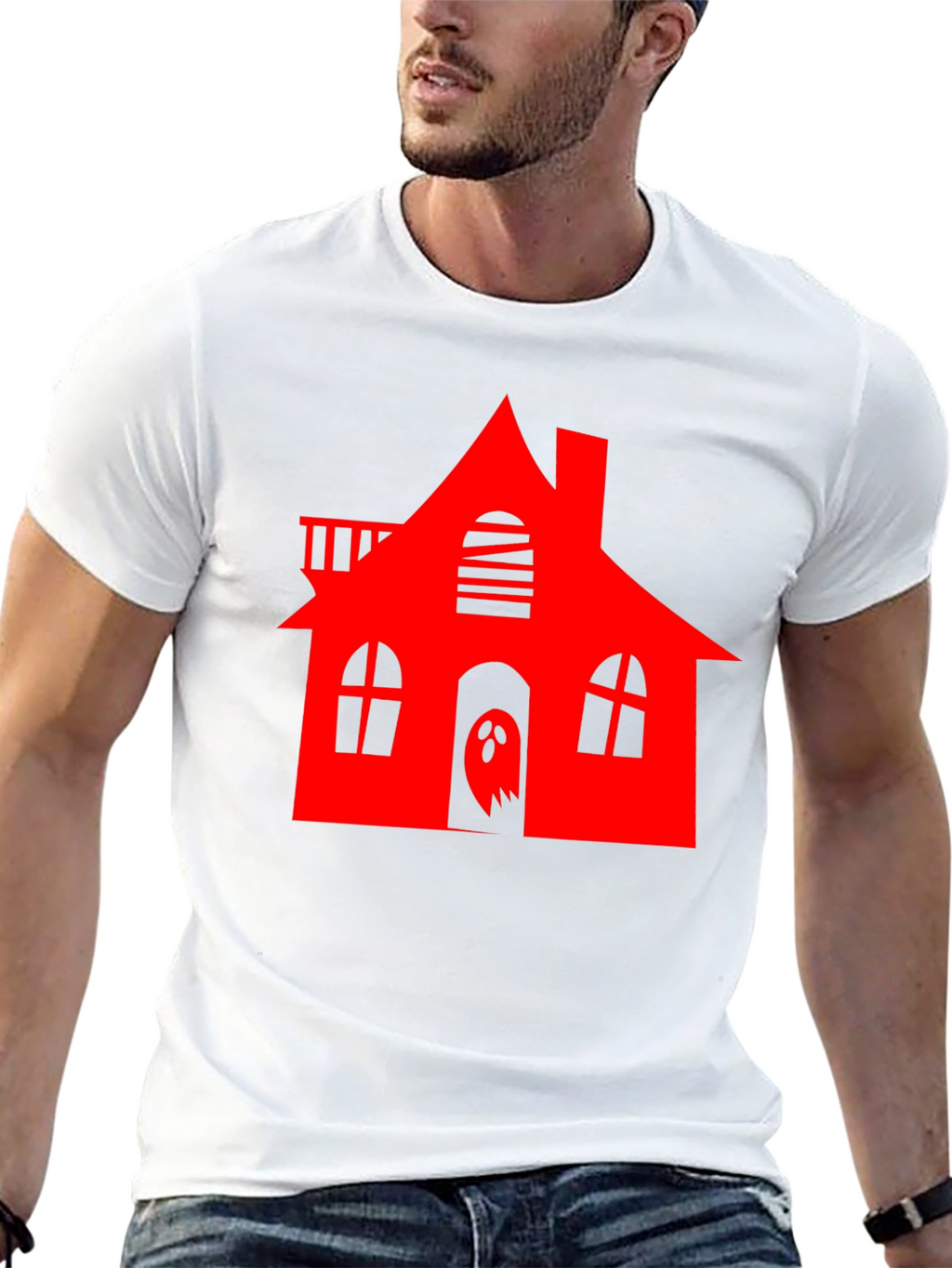 Haunted House Graphic Tee - Halloween Spooky Style