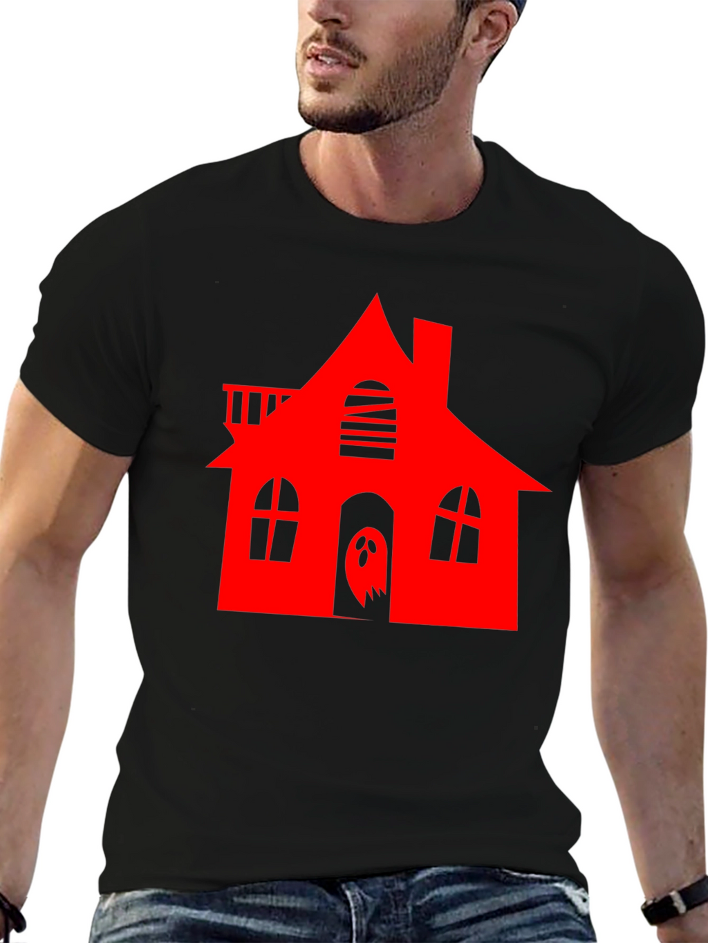 Haunted House Graphic Tee - Halloween Spooky Style