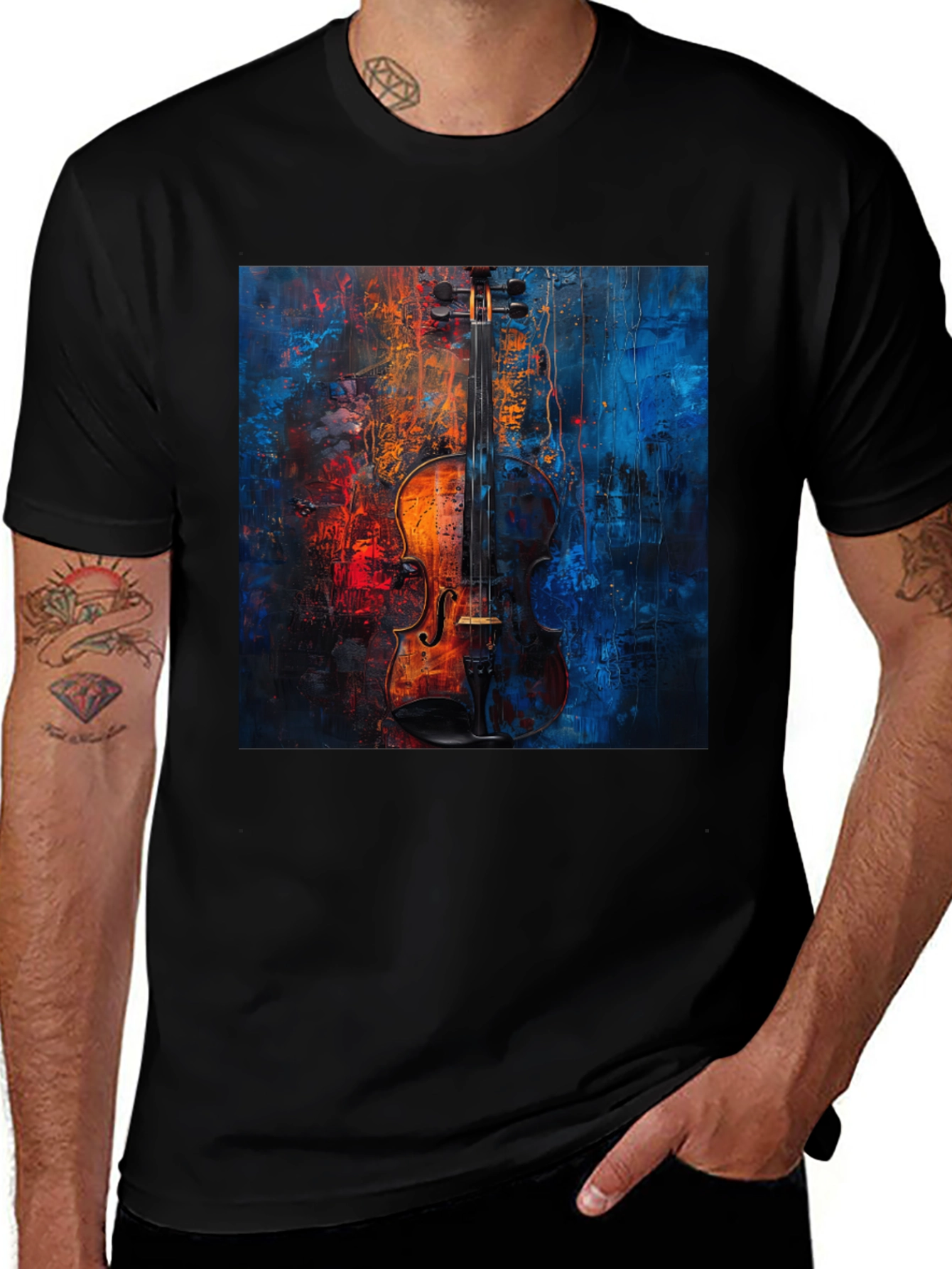 Violin Art Graphic Tee - Musical Expression