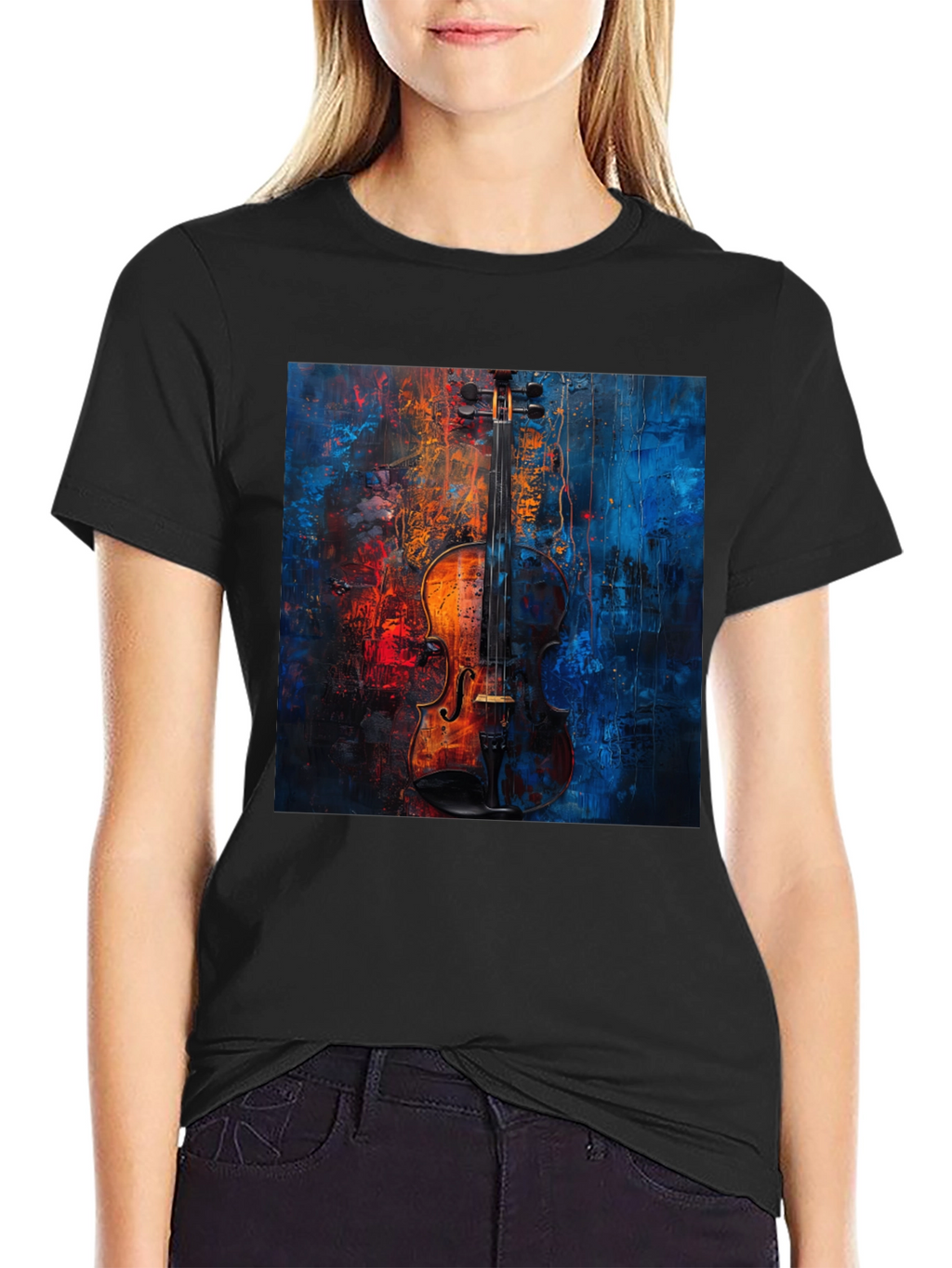 Violin Art Graphic Tee - Musical Expression