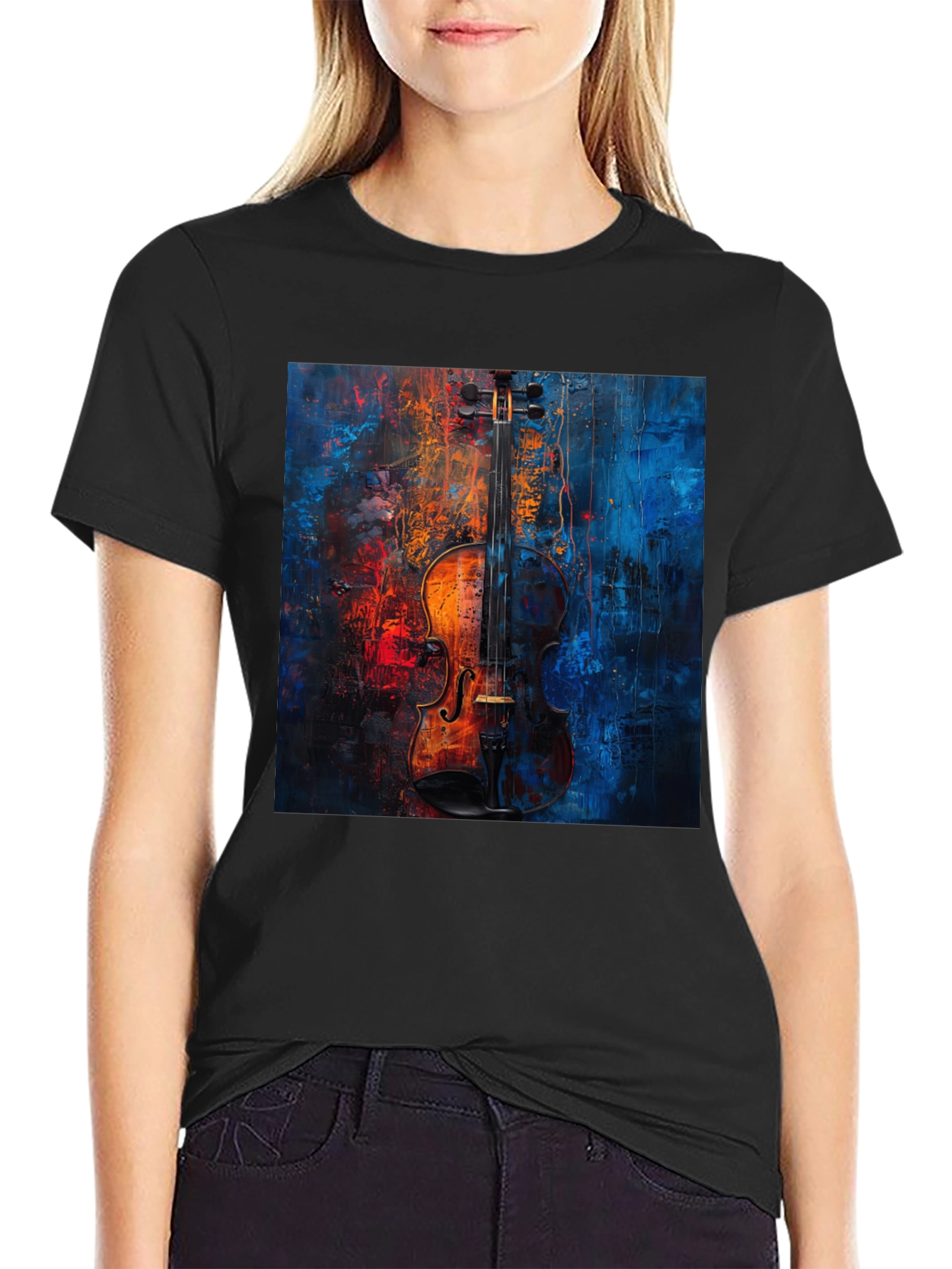 Violin Art Graphic Tee - Musical Expression