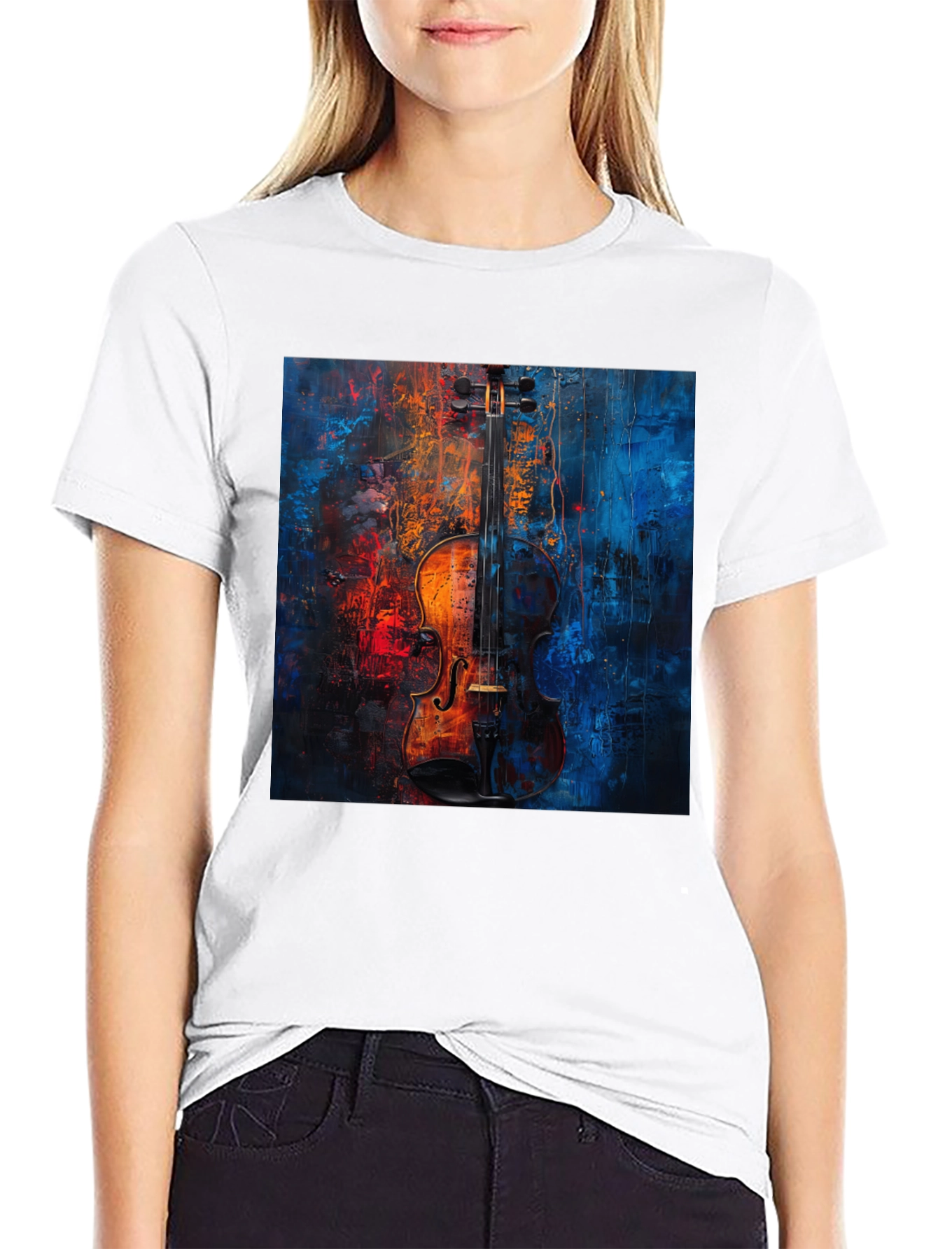 Violin Art Graphic Tee - Musical Expression
