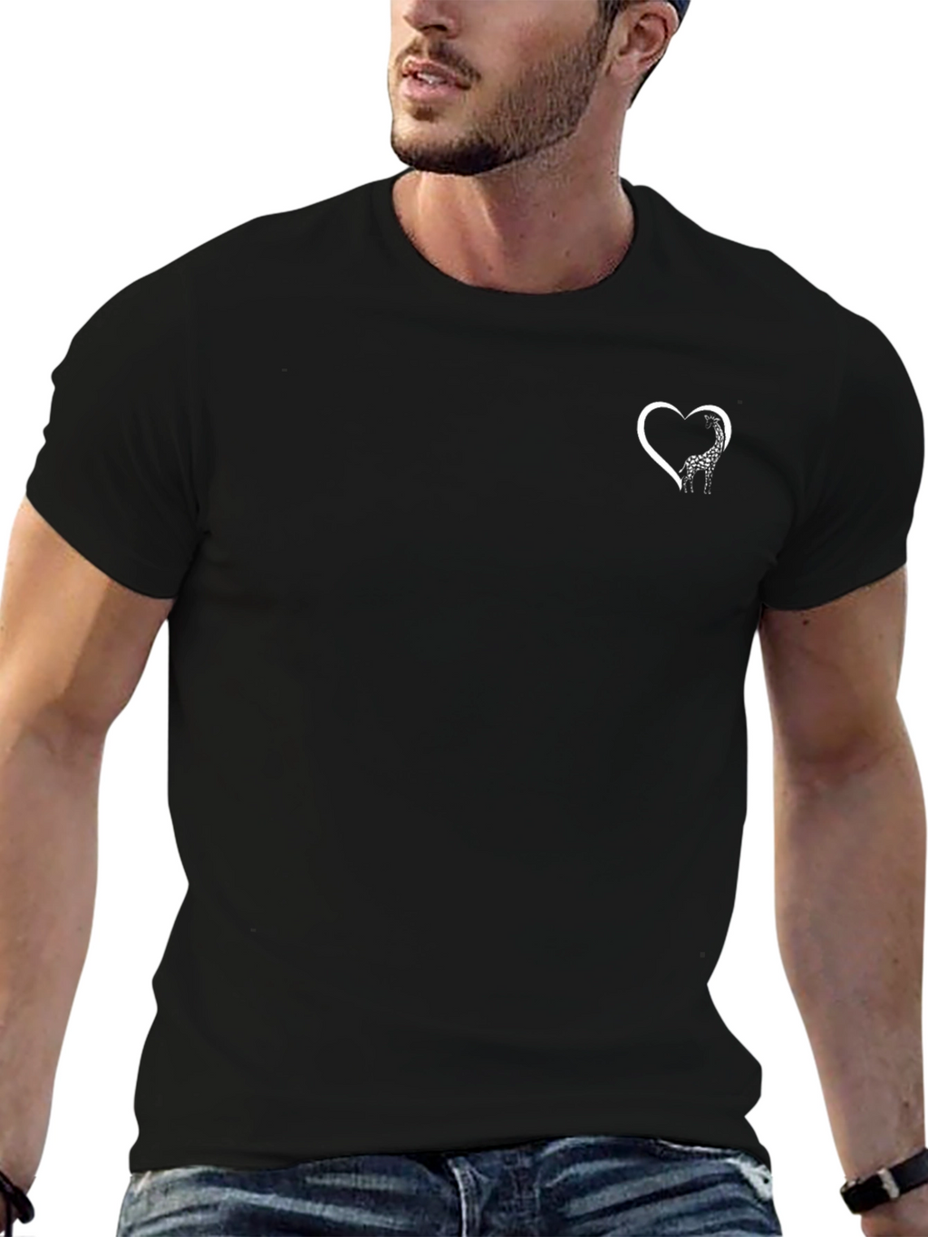 Black Giraffe Heart T-Shirt