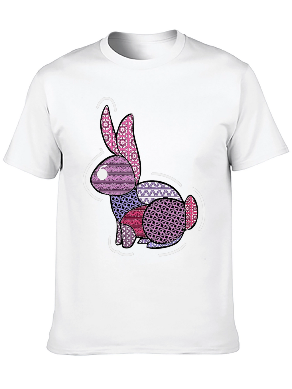 Abstract Rabbit Graphic Tee - Black Casual Shirt